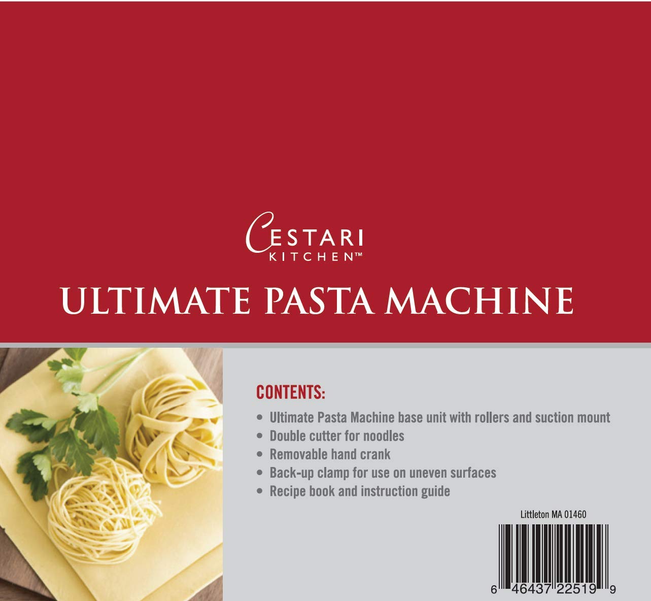 Cestari Stainless Steel Pasta Maker Machine - 150mm Roller with Patented Non-Slip Suction Base - Includes Pasta Cutter, Hand Crank & Italian Recipes - Perfect for Homemade Pasta, Ravioli & Noodle Making at Home
