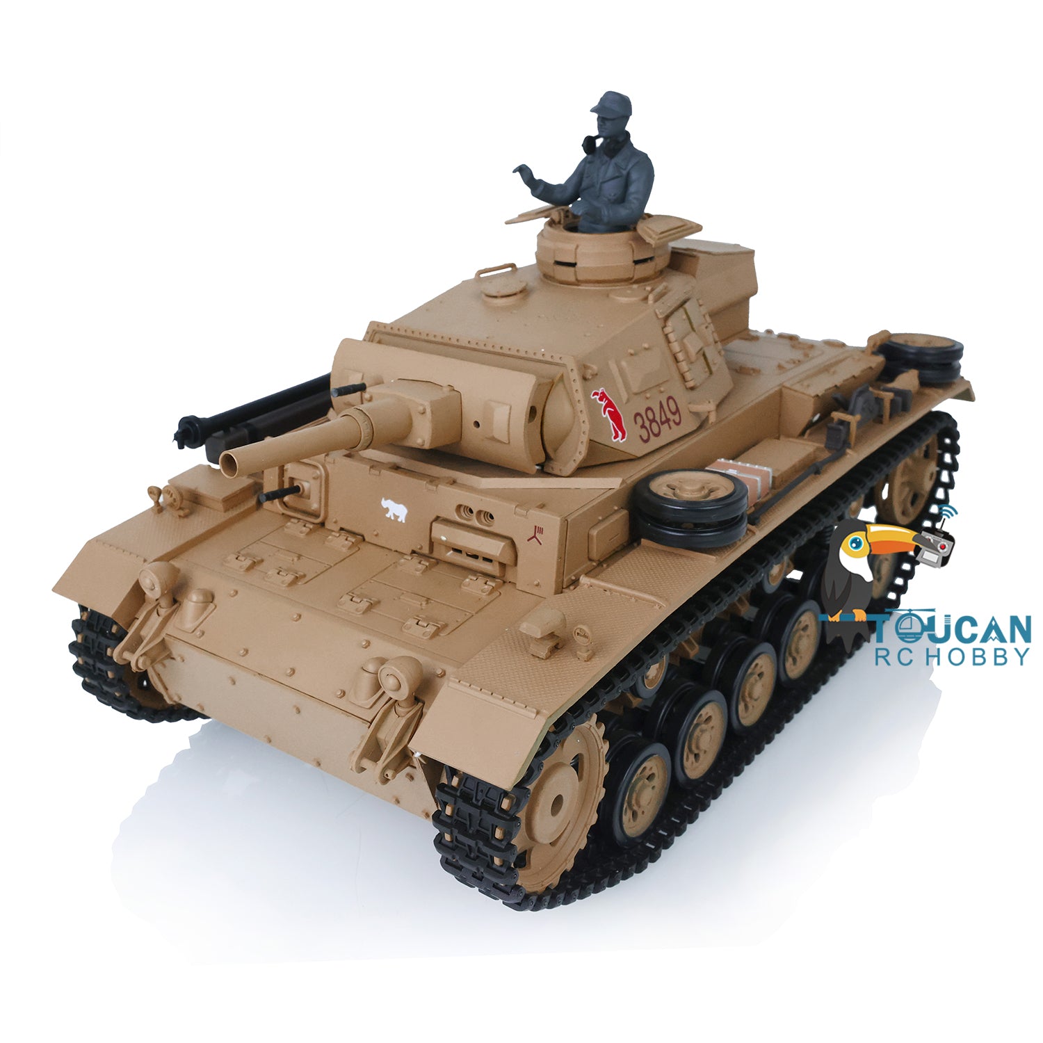2.4GHz Henglong 1/16 Scale German Panzer III H Remote Control Tank RTR Model - Ready to Run with Battery (US Stock) - Perfect for RC Battle Simulation, Military Collecting & Outdoor Play