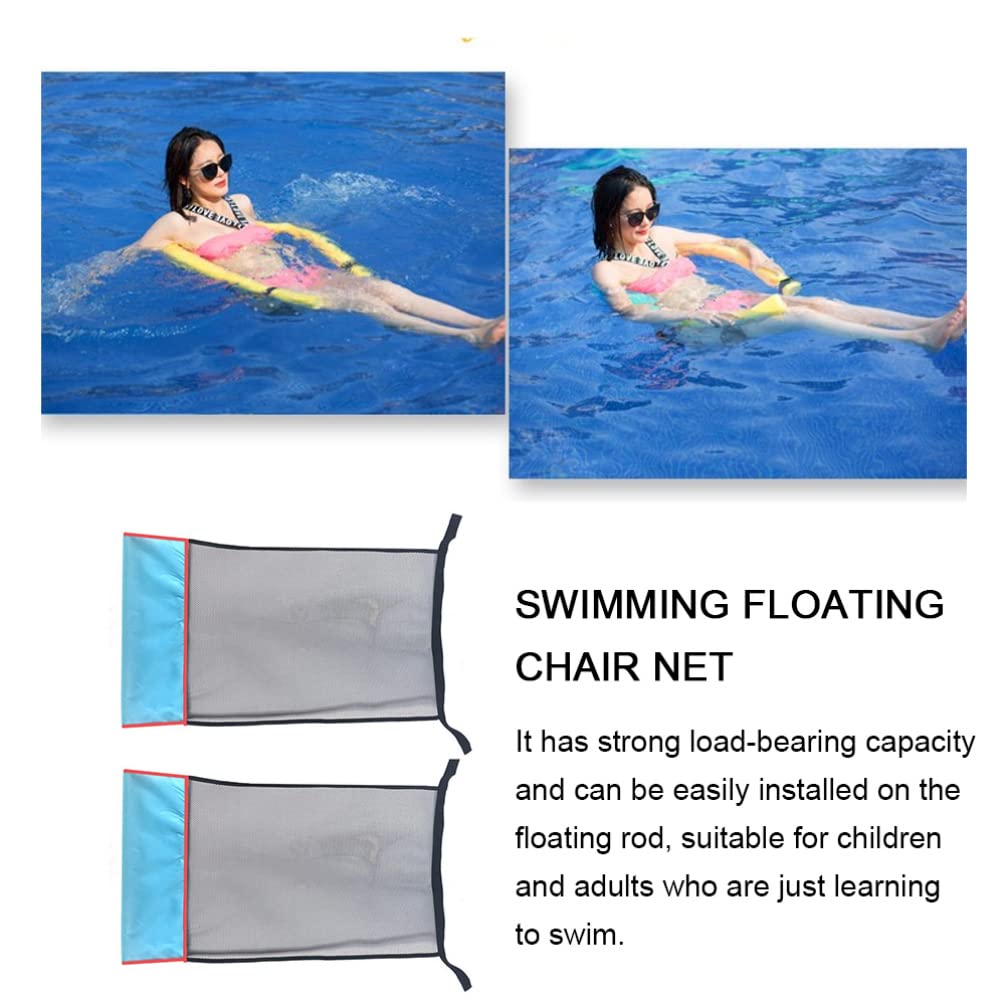 INOOMP 2-Pack Foldable Mesh Pool Chair with Floating Net Pocket - Waterproof Swimming Ring & Noodle Holder for Kids - Perfect for Pool Parties, Beach Floatation & Backyard Relaxation