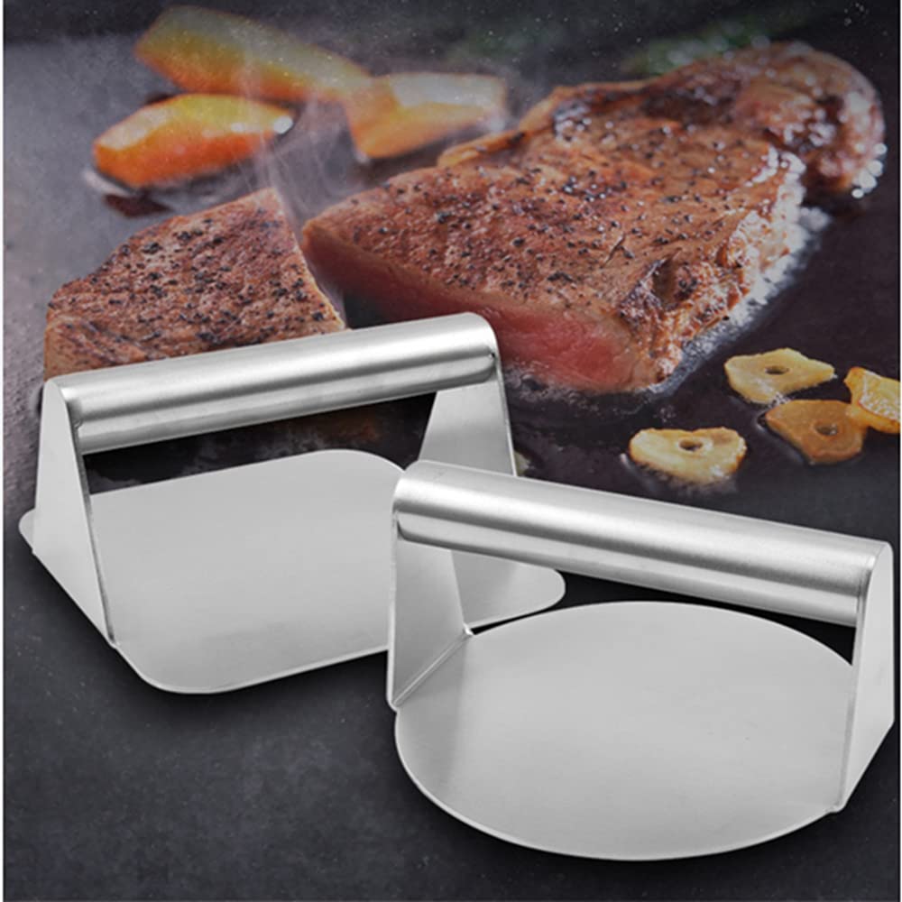 XBLDMJY 5.5 Inch Stainless Steel Burger Press - Square Patty Smasher for Flat-Top Grills & Griddles - Professional Grill Accessories for Perfect Homemade Burgers, Sandwiches & Paninis (Ideal for BBQ, Camping & Restaurant Use)