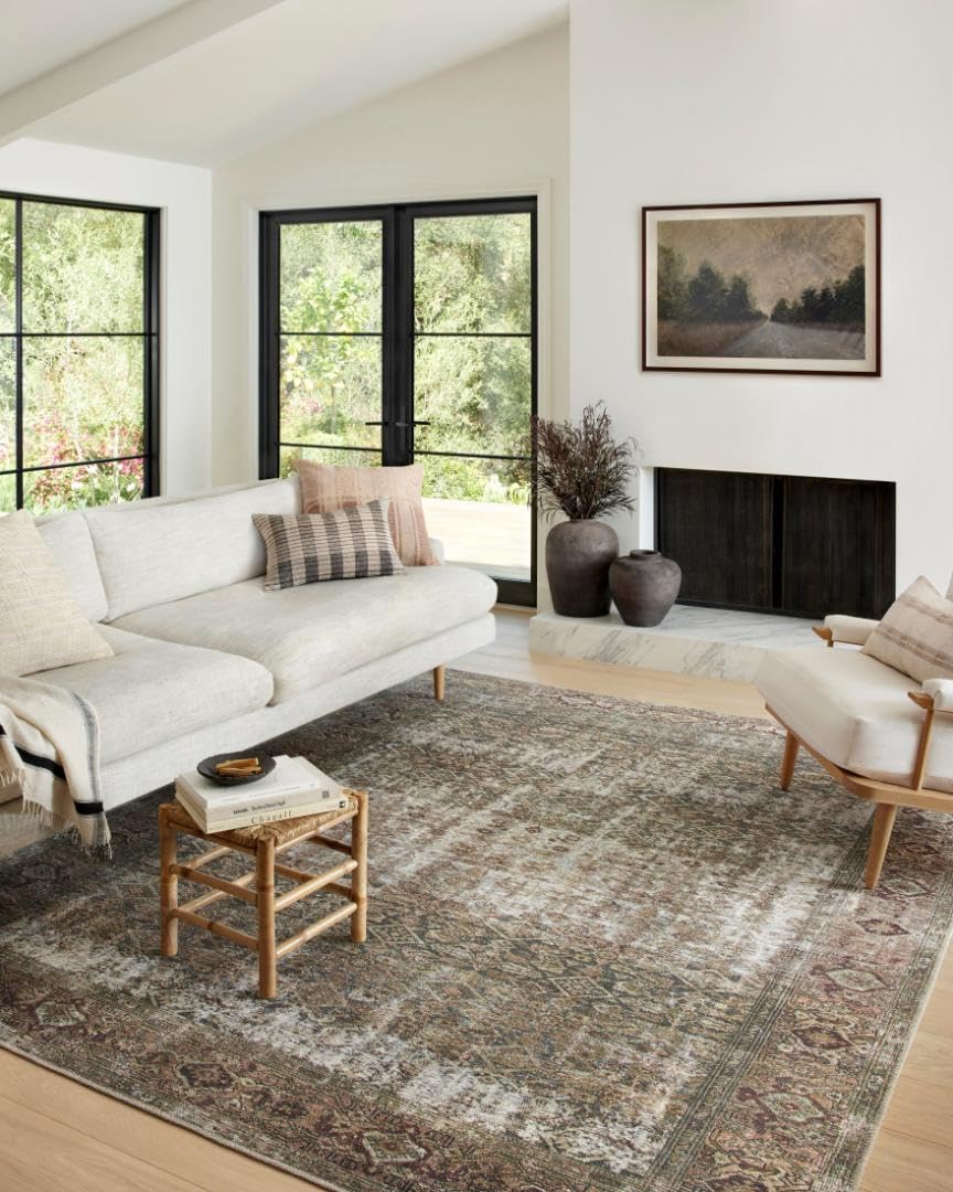 Loloi Amber Lewis Georgie Collection GER-07 Moss/Salmon 5' x 7'6