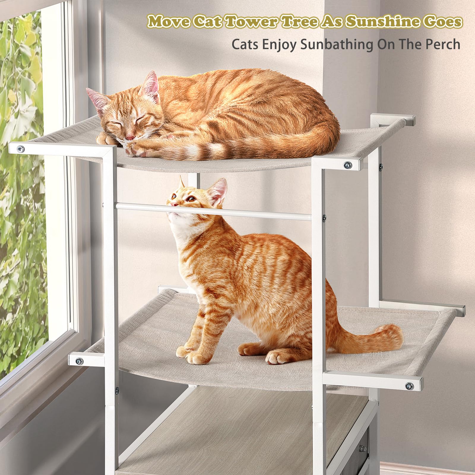 Premium Cat Tree with Sisal Scratching Post - Multi-Level Cat Tower with Bed, Hammock & Toys - Modern Indoor Cat Condo for Kittens & Small Cats - Perfect for Play, Rest & Climbing in Home or Apartment