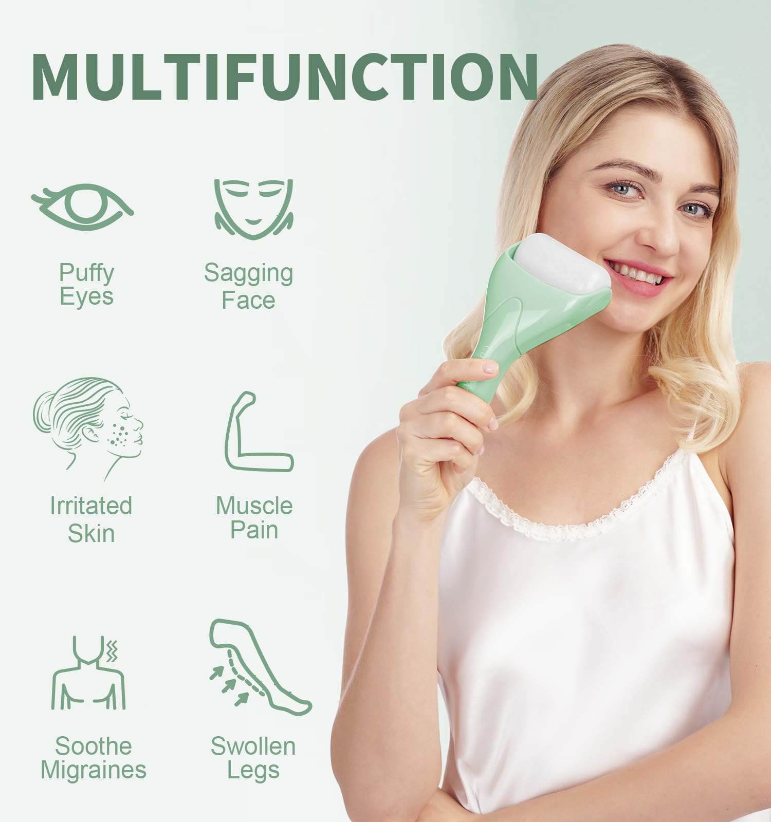 **Ice Roller for Face & Eye – 2-Pack Cooling Face Massager for Puffiness & Wrinkles Relief, Self-Care Skin Therapy, Perfect Gift for Women & Men (Green) – Use for Morning Routine, Post-Workout Recovery & Spa Relaxation**