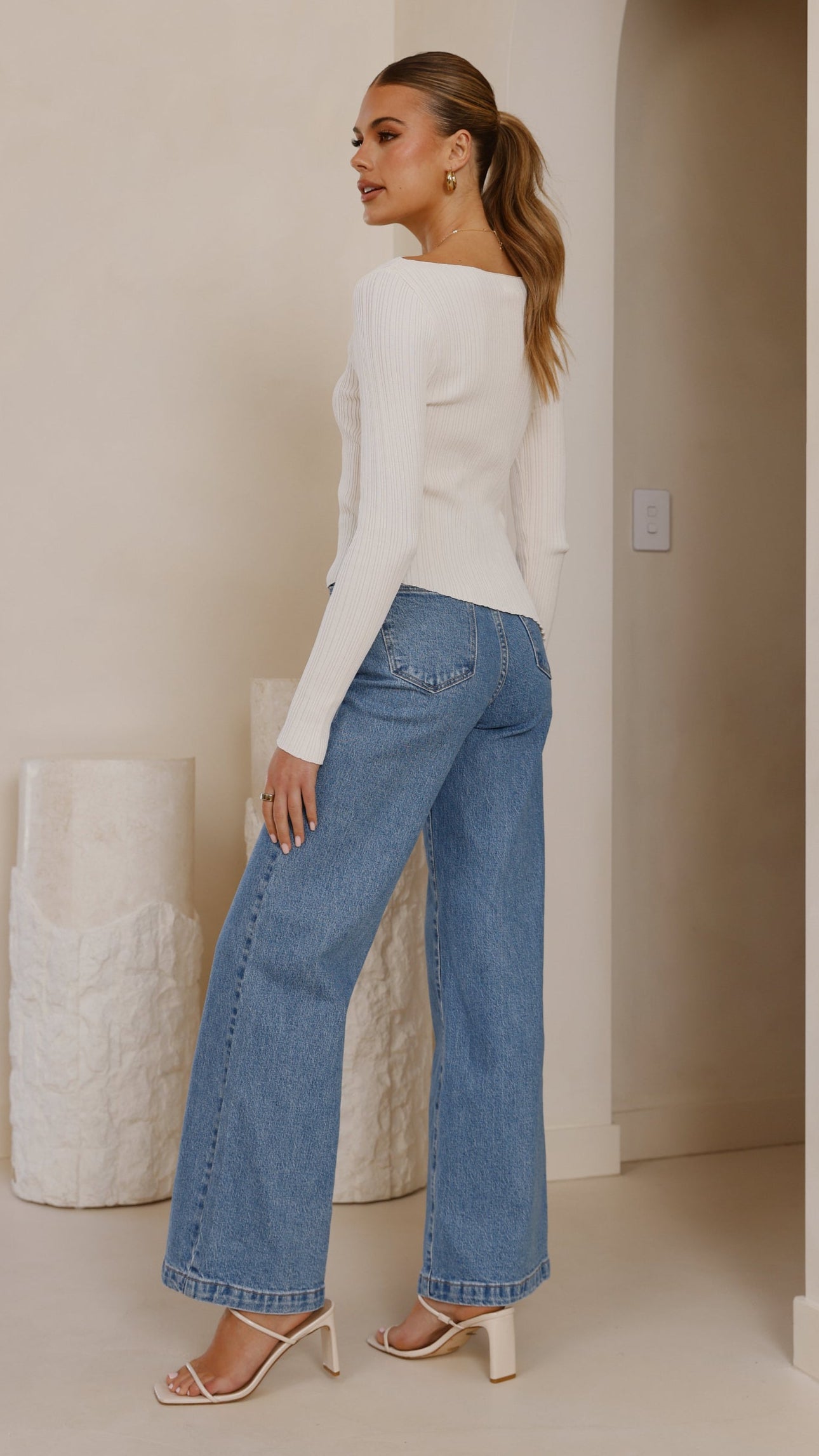 Isla Long Sleeve Top for Women - Soft Cream Blouse for Fall & Winter - Casual Office Wear & Layering Essential