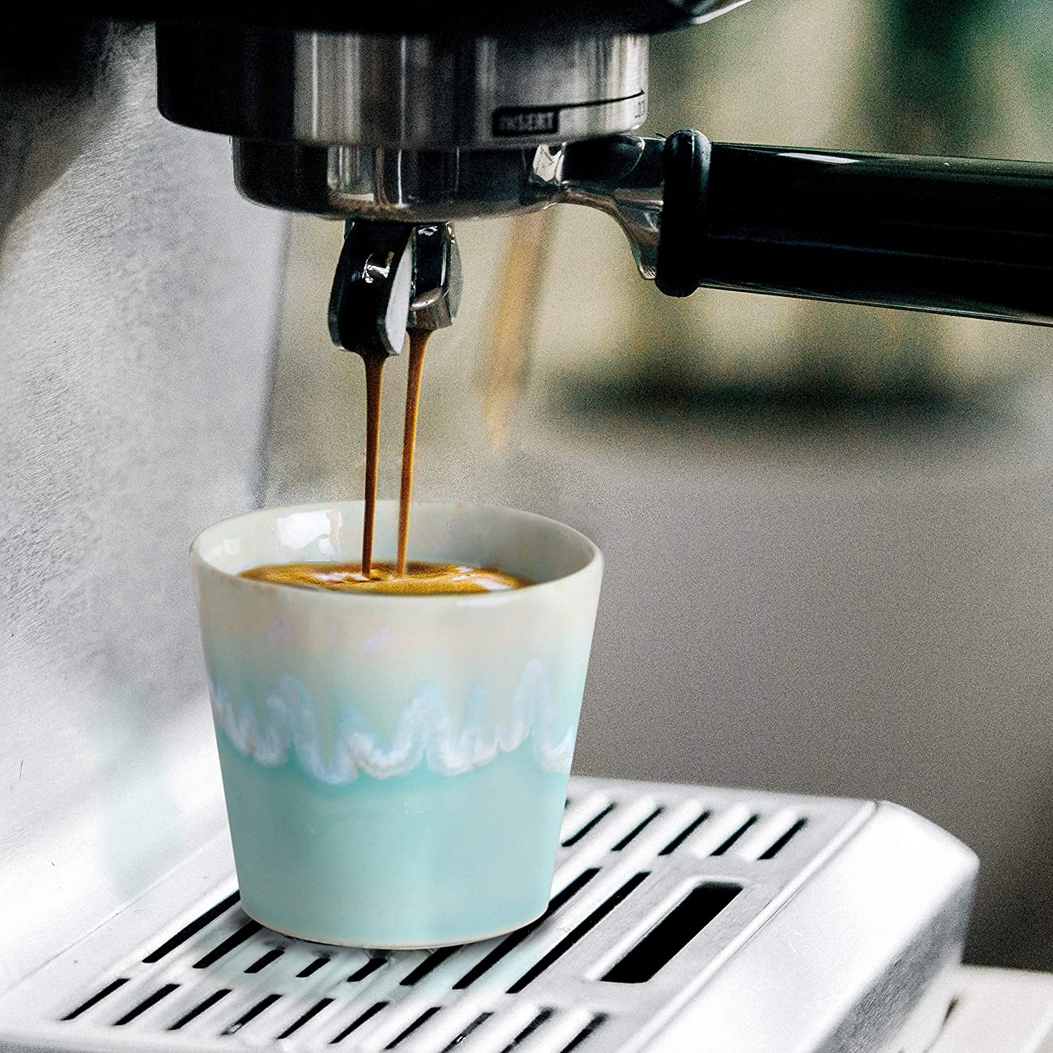 Premium COSTA NOVA Stoneware Ceramic Espresso Cups Set - 2-Piece 3oz White Grespresso Collection | Durable Coffee Cups for Home, Café & Restaurant Use