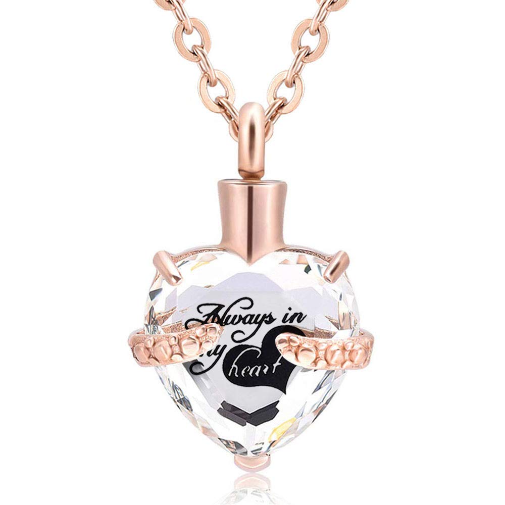 12 Colors Birthstone Crystal Heart Urn Necklace - Memorial Cremation Keepsake Ashes Holder Pendant with Chain for Loved Ones | Perfect for Funeral, Remembrance & Special Occasions