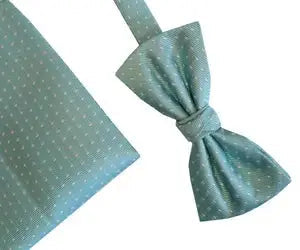 L.A. Smith Turquoise Spot Silk Bow Tie & Pocket Square Set - Premium Formal Accessories for Weddings, Prom & Business Events