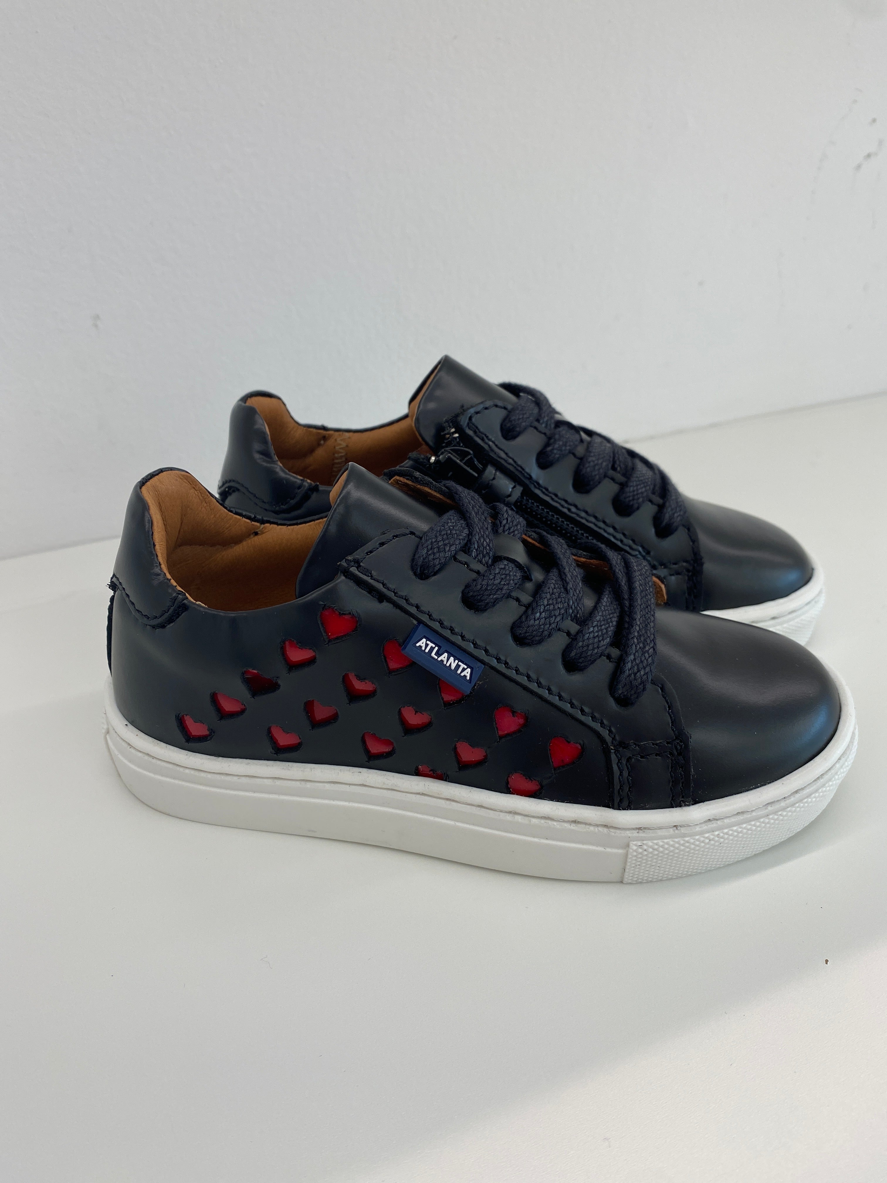 Atlanta Moccasin Black Hearts Zipper Sneakers - Stylish & Comfortable Women's Casual Shoes for Walking, Shopping & Daily Wear