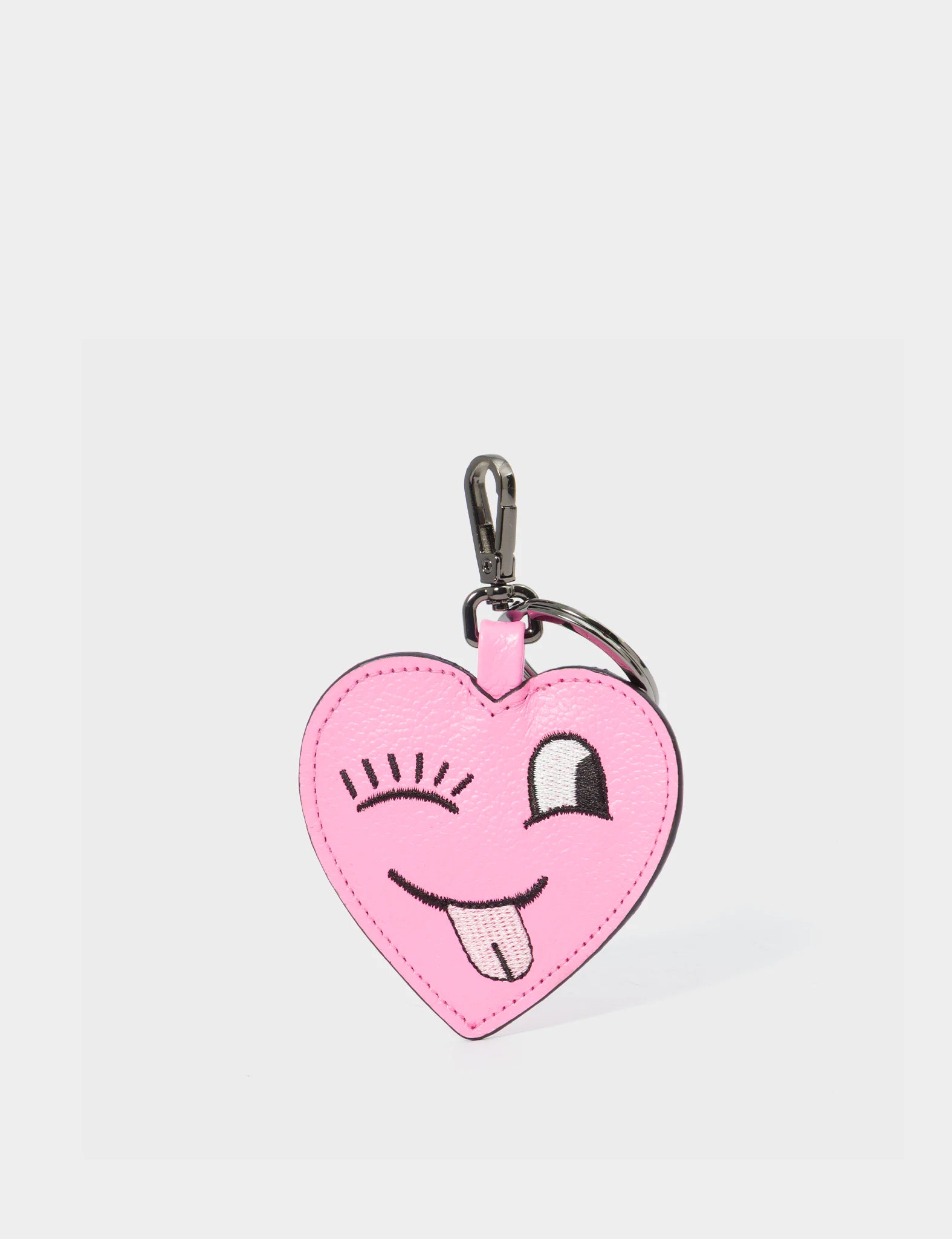 Hearty Smile Charm Bubblegum Pink Leather Keychain - Cute Gift for Women, Girls | Perfect for Keys, Bags & Backpacks