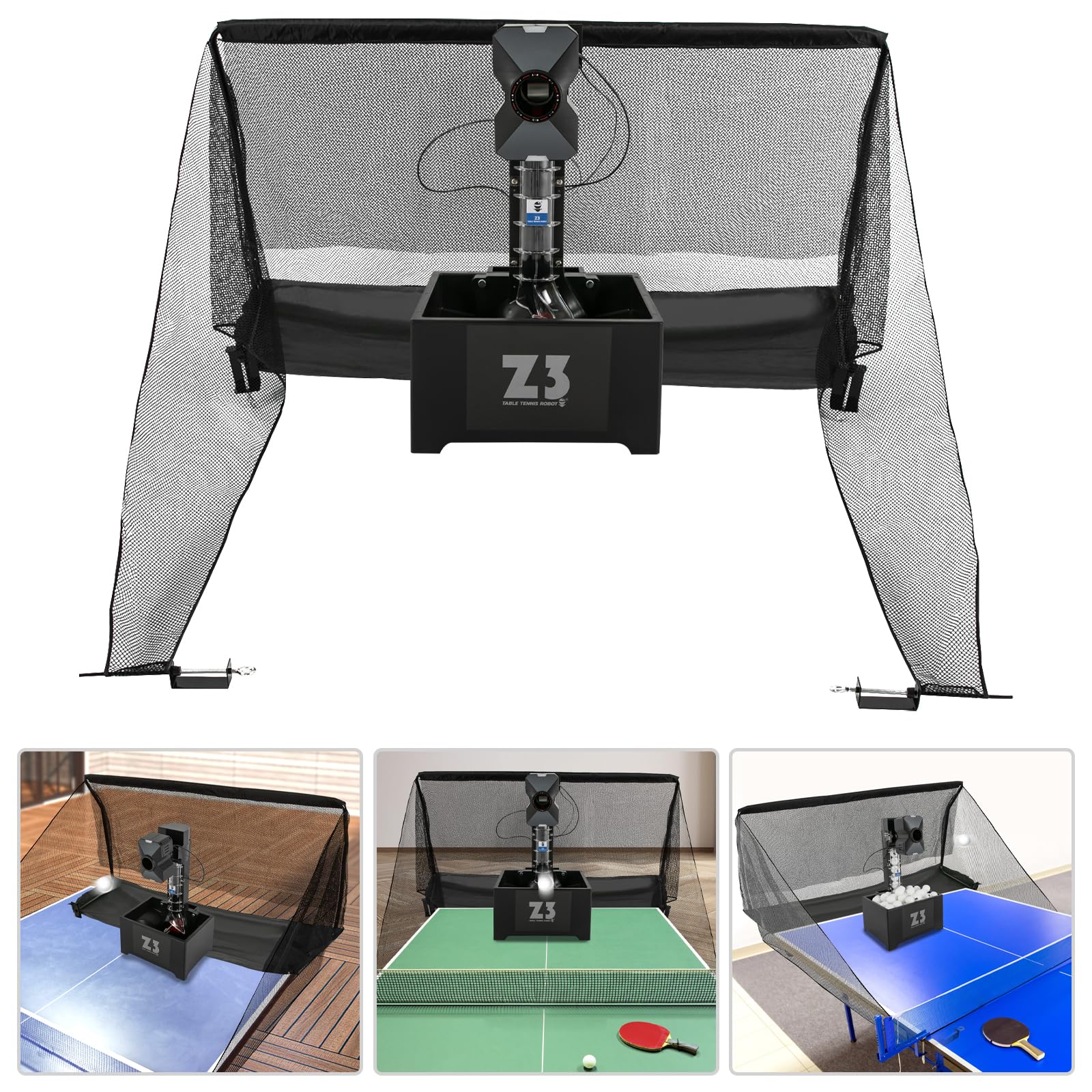 Professional Table Tennis Robot with Net - Automatic Ping Pong Ball Machine for Training | Includes 100 Balls | Perfect for Home Practice, Club Training & Backyard Games
