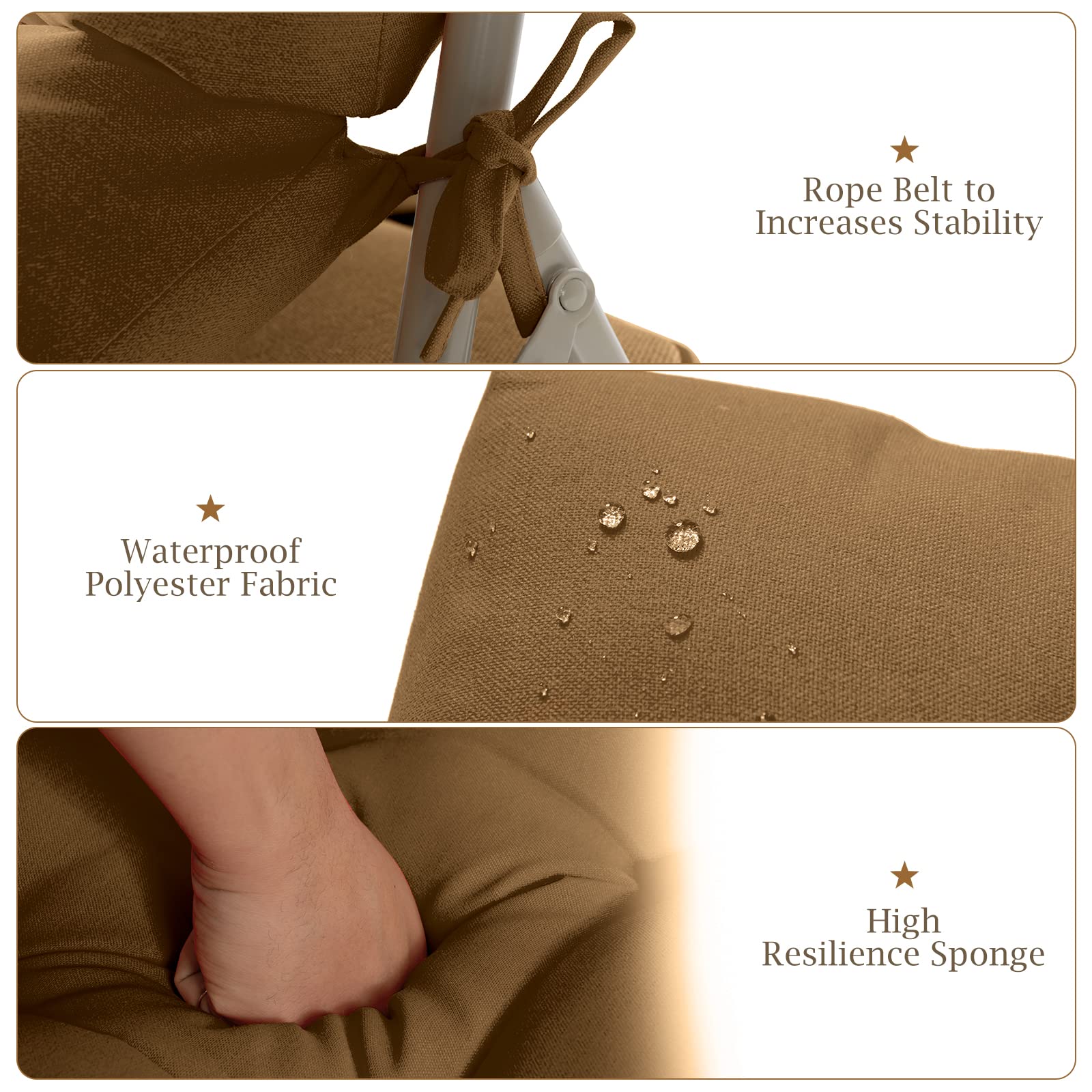 Giantex 2 Pack Tufted Outdoor Patio Chair Cushions 4.5 Inch Thick - High Back Chair Cushions with 4 Ties - Waterproof & Weather Resistant Seat Cushions for Swing, Bench, Wicker Chairs - Perfect for Garden, Deck, Poolside & Patio Relaxation