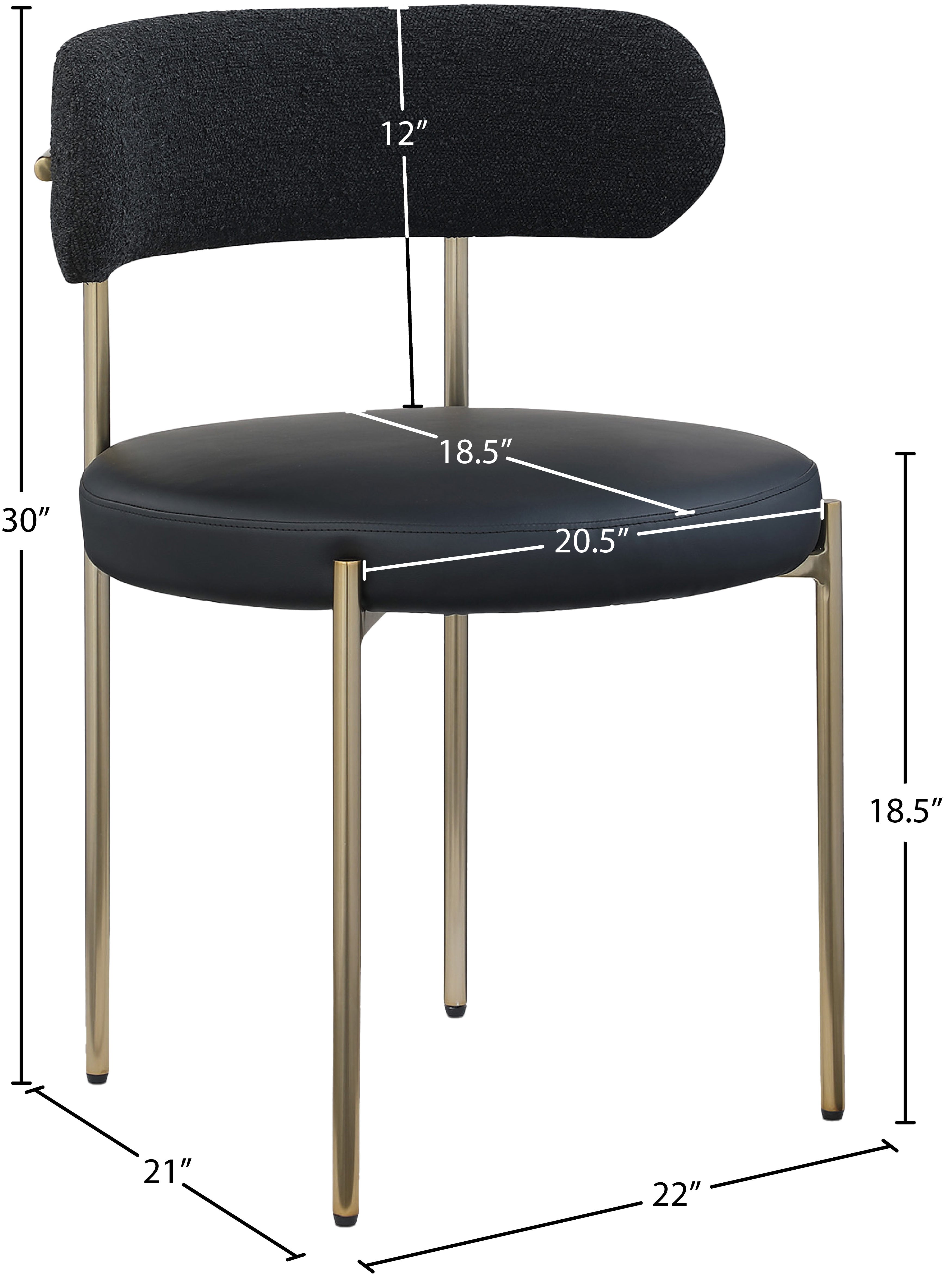 Vegan Leather & Boucle Fabric Dining Chair - Modern Comfortable Kitchen & Dining Room Seating for Home & Office Use