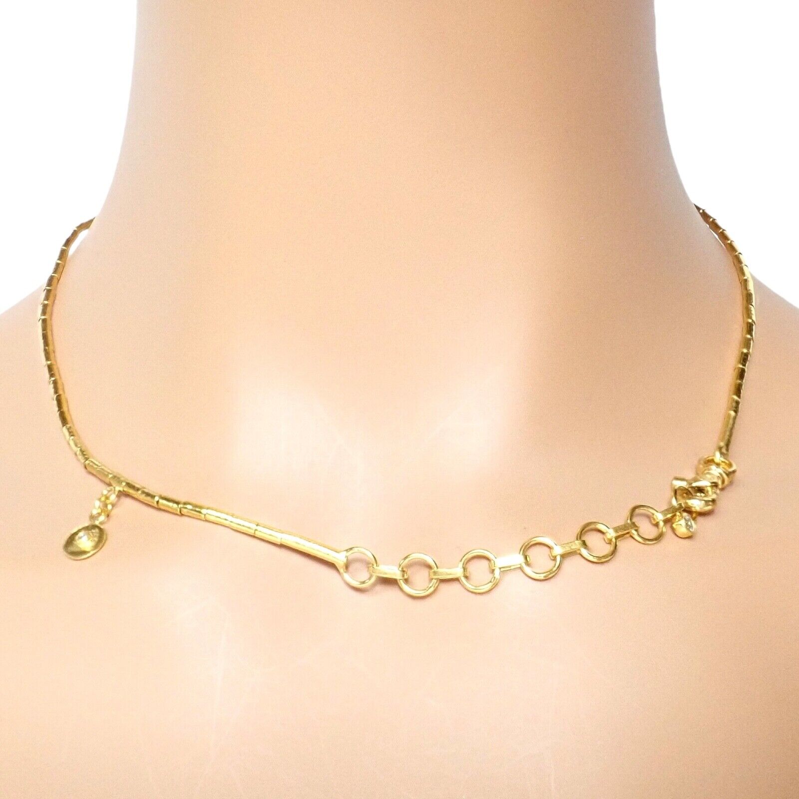 Authentic Gurhan 24K Yellow Gold Diamond Lentil Necklace - Luxury Jewelry for Women, Perfect for Weddings, Anniversaries & Special Occasions