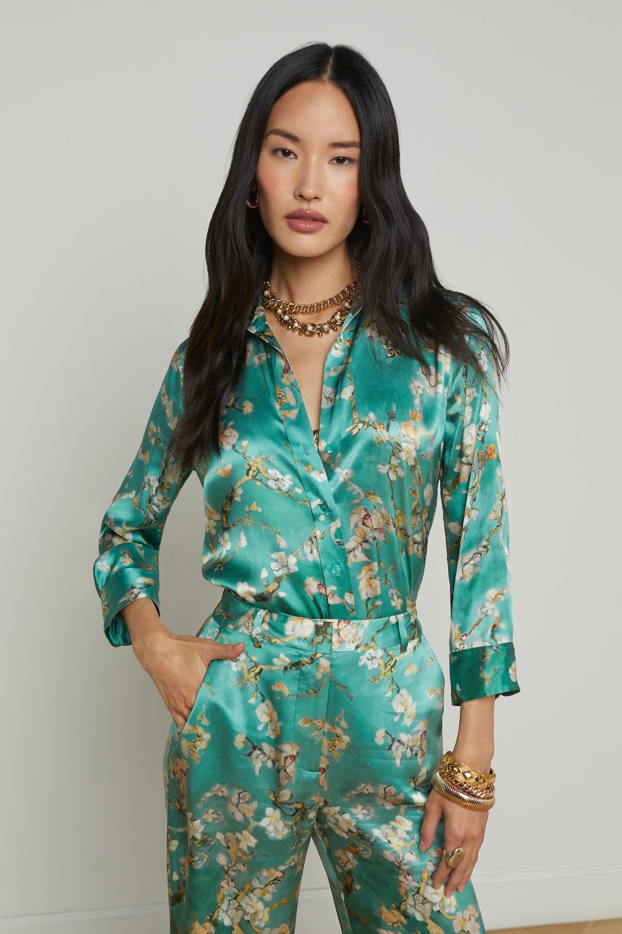 L'Agence Dani Silk Blouse - Women's Luxury Silk Blouse for Work & Evening Wear | Elegant Office Blouse & Night Out Top | Perfect for Business Meetings, Date Nights & Special Occasions