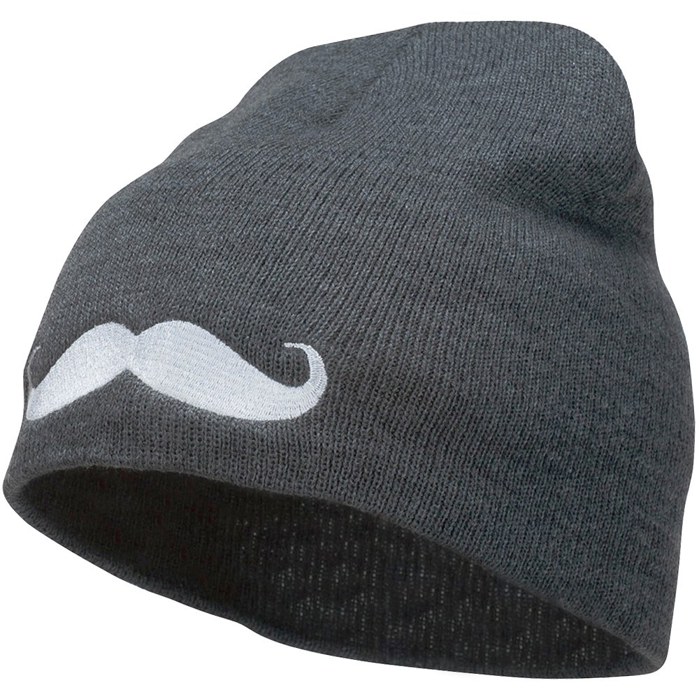 e4Hats.com Mustache Embroidered Short Beanie - Stylish Winter Hat for Men & Women - Perfect for Skiing, Snowboarding & Outdoor Activities