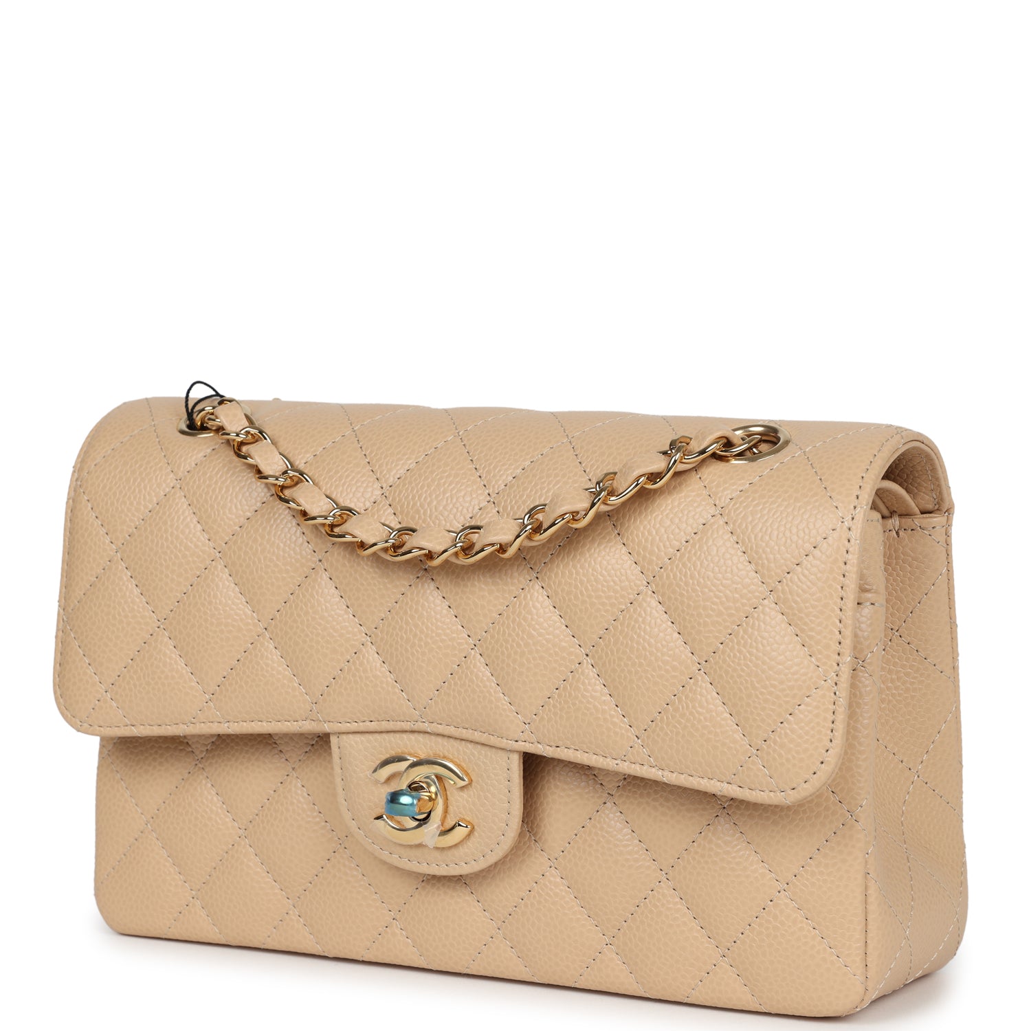 Chanel Small Classic Double Flap Bag in Beige Caviar Leather with Gold Hardware - Perfect for Everyday Luxury & Special Occasions