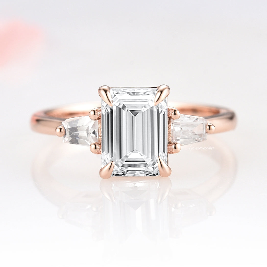 IGI Certified 14K Solid Rose Gold Emerald Cut Lab Grown Diamond Engagement Ring - Perfect for Proposals, Anniversaries & Special Occasions