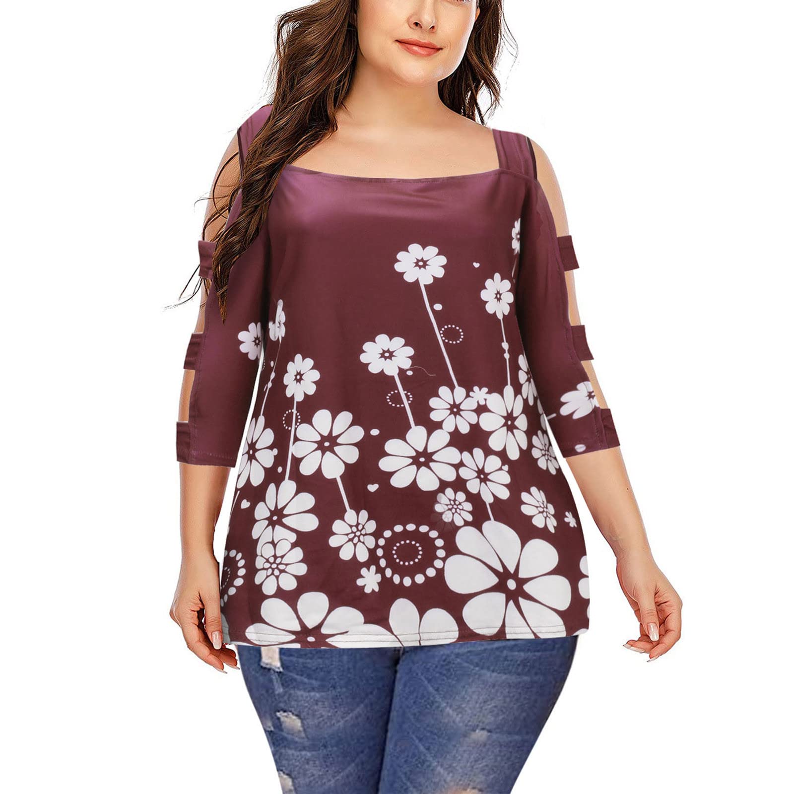 Plus Size Cold Shoulder Blouse - Women's Sexy Summer Top for Casual Wear
