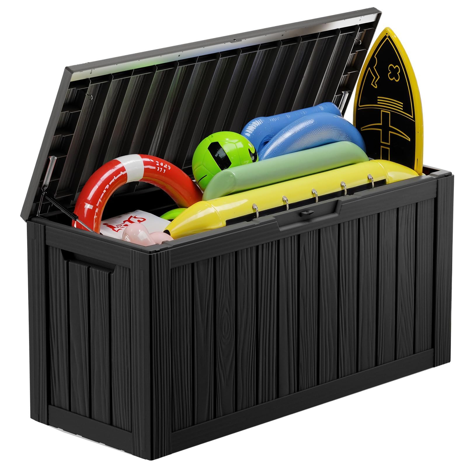 80 Gallon Resin Deck Storage Box - Waterproof, UV-Resistant & Lockable Outdoor Container for Patio Furniture Cushions, Pool Supplies, Garden Tools & Sports Equipment - Perfect for Backyard, Poolside & Garage Organization