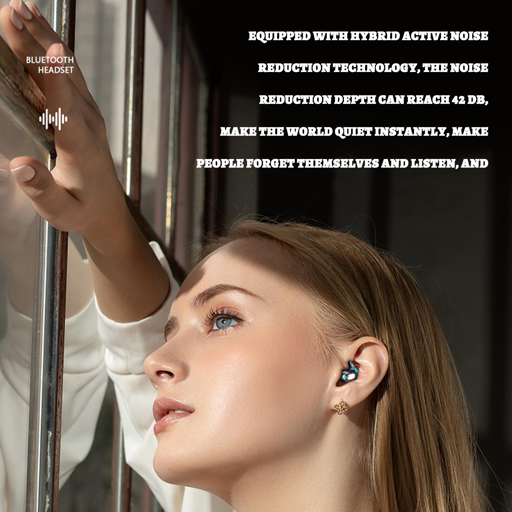 Bone Conduction Sleep Bluetooth Headset with Noise Cancelling - Wireless 5.3 Earbuds for Sleeping, IPX5 Waterproof & Invisible In-Ear Design (White) - Perfect for Side Sleepers, Travel & Relaxation