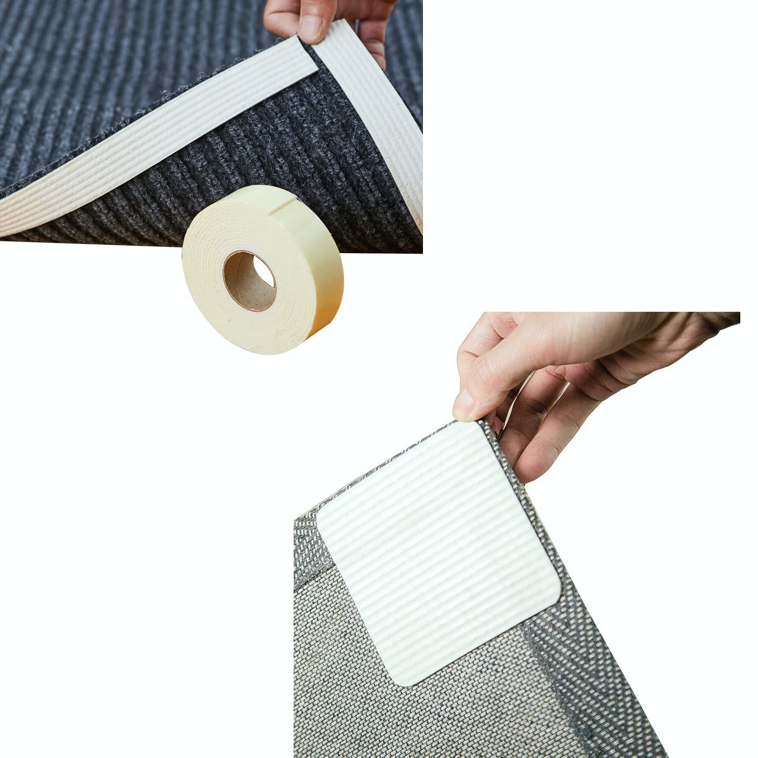 Home Techpro 9.8 Ft Vacuum Tech Rug Pads Gripper & 4-Pack Non-Slip Rug Pads - 2-Piece Bundle for Hardwood Floors & Area Rugs | Secure Floor Protection & Anti-Slip Solution for Living Room, Bedroom, Office