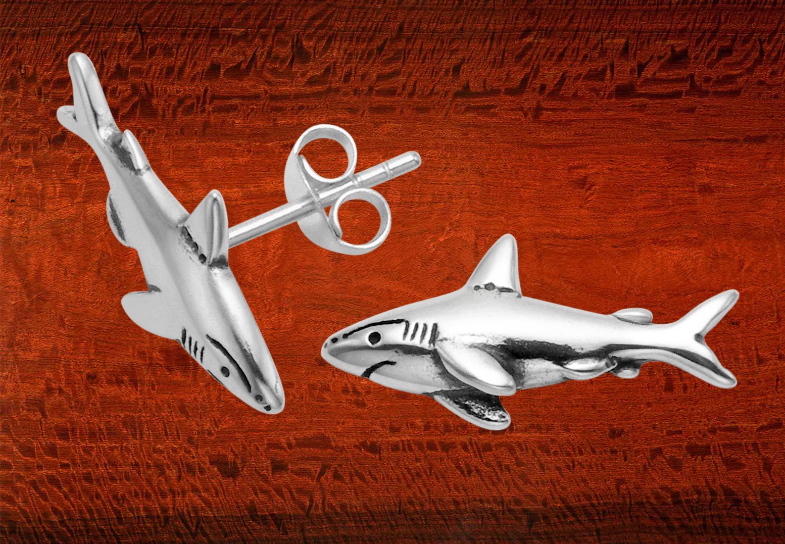 Sterling Silver Shark Stud Earrings for Women - Hypoallergenic & Durable Jewelry for Everyday Wear, Gifts, and Casual Outfits