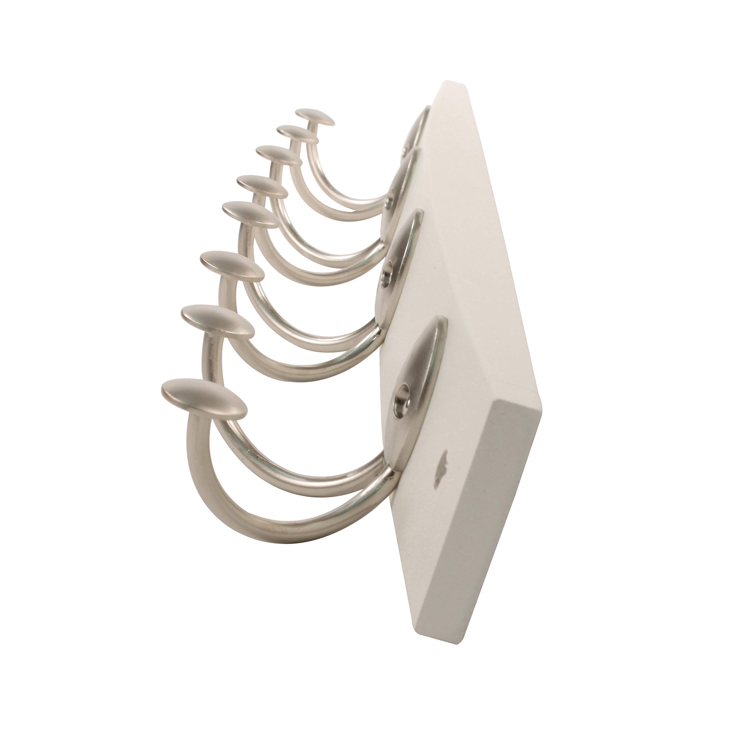 Spectrum Diversified Stratford Wall Mount Wood Rack - Entryway, Kitchen & Bathroom Organizer in Satin Nickel - Perfect for Hanging Towels, Hats & Keys in Home & Office Spaces