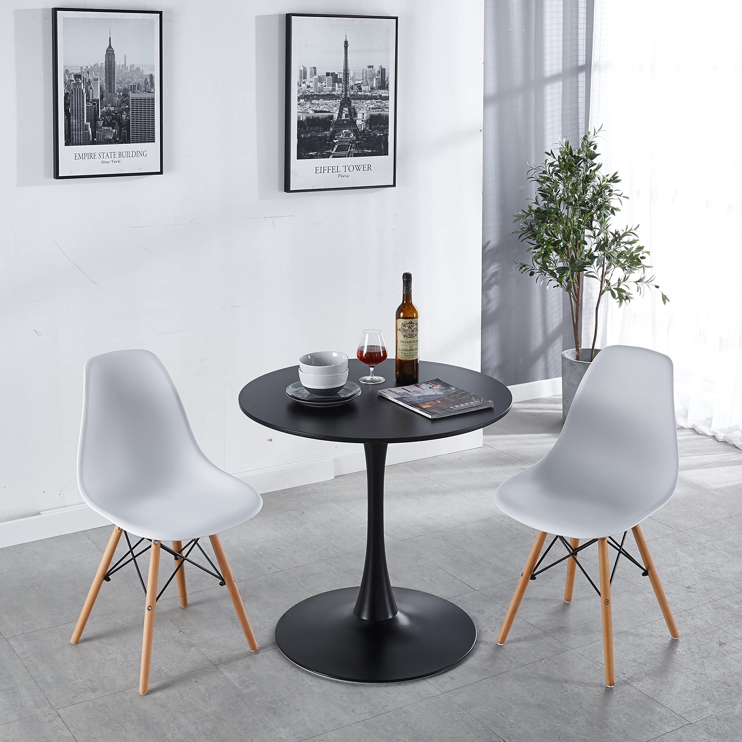 Modern Round Dining Table 31.5 Inch - Small Kitchen Table with Sturdy Metal Legs for Small Spaces - Perfect for Living Room, Bedroom, Library - Supports 220 Lbs - Ideal for Apartments, Breakfast Nooks & Cozy Dining Areas