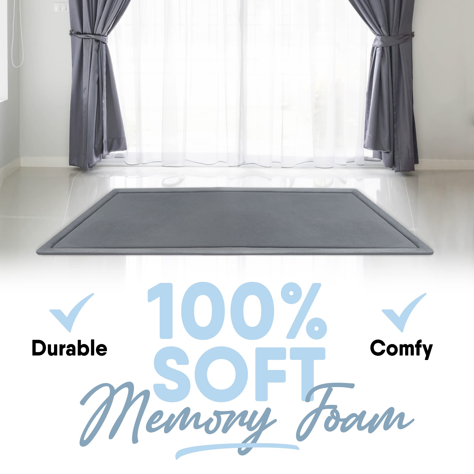 Premium MICRODRY Memory Foam Area Rug - Ultra Soft Microfiber Carpet with Built-in Non-Slip Pad, Fade & Stain Resistant - Perfect for Living Room, Bedroom, Kids Room (3'x5', Dark Grey) - Cozy Home Decor & Floor Protection