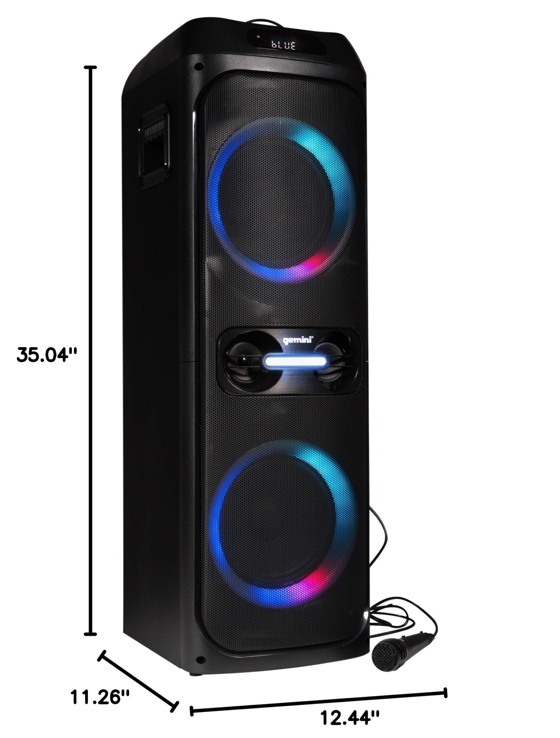 Gemini Sound GHK-2800-4800W High Power Party Speaker with Deep Bass Boost, Colorful LED Lights & Voice-Changing Effects - Bluetooth Karaoke System with Wireless Microphone & Remote Control - Perfect for Home Parties, Outdoor Events & DJ Performances