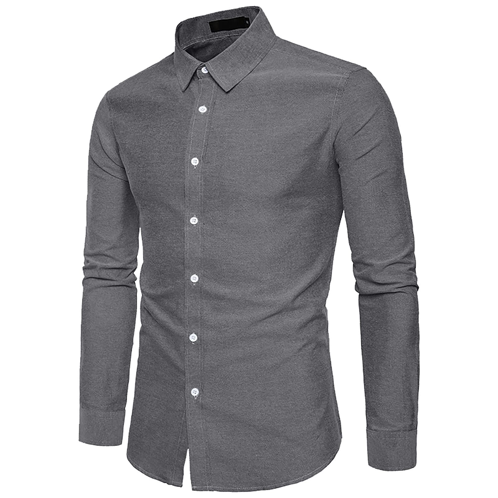 Lincox Men's Slim Fit Long Sleeve Dress Shirt - Wrinkle Free Solid Color Business Casual Button Up Shirt for Office, Wedding & Formal Events