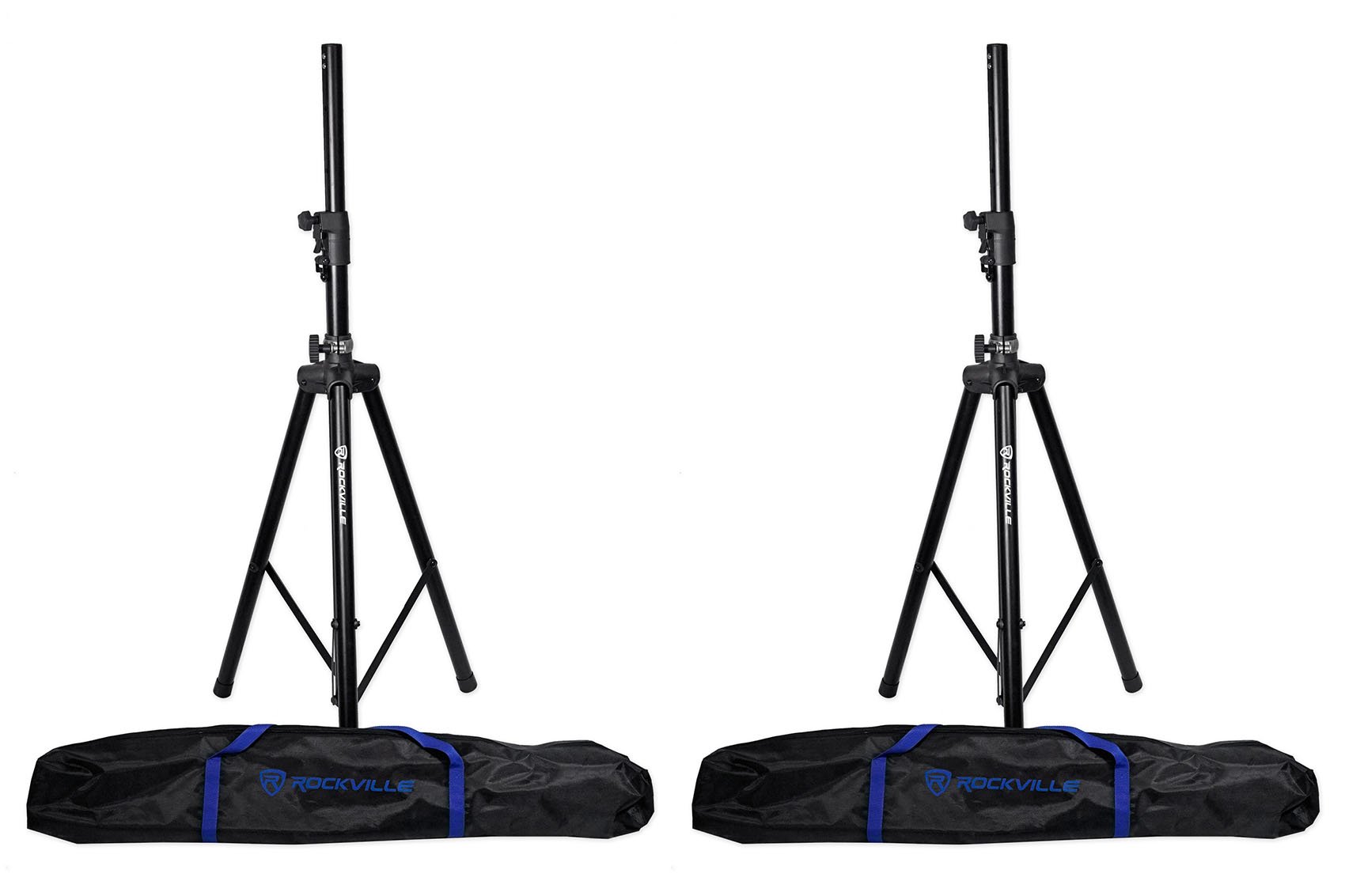 Rockville DJ PA Tripod Speaker Stands with Carrying Bags - Heavy Duty Hydraulic Air Lift RVSS4AB for Professional Audio & Events - Perfect for DJ Gigs, Live Performances, and Outdoor Sound Systems