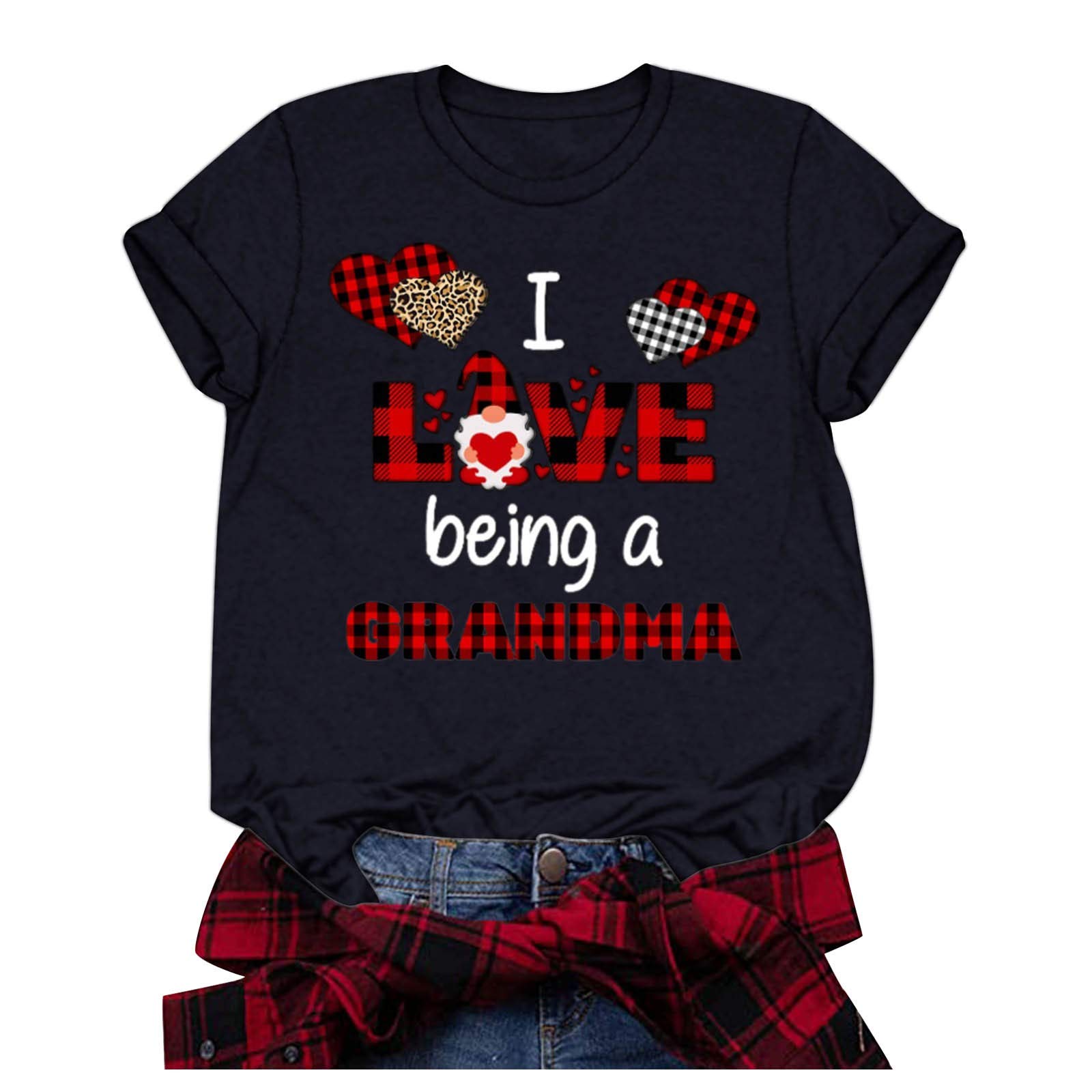 Valentine's Day Women's Short Sleeve Graphic Tee - Heart Letter Printed Casual T-Shirt Blouse for Date Night, Gift Giving & Romantic Occasions