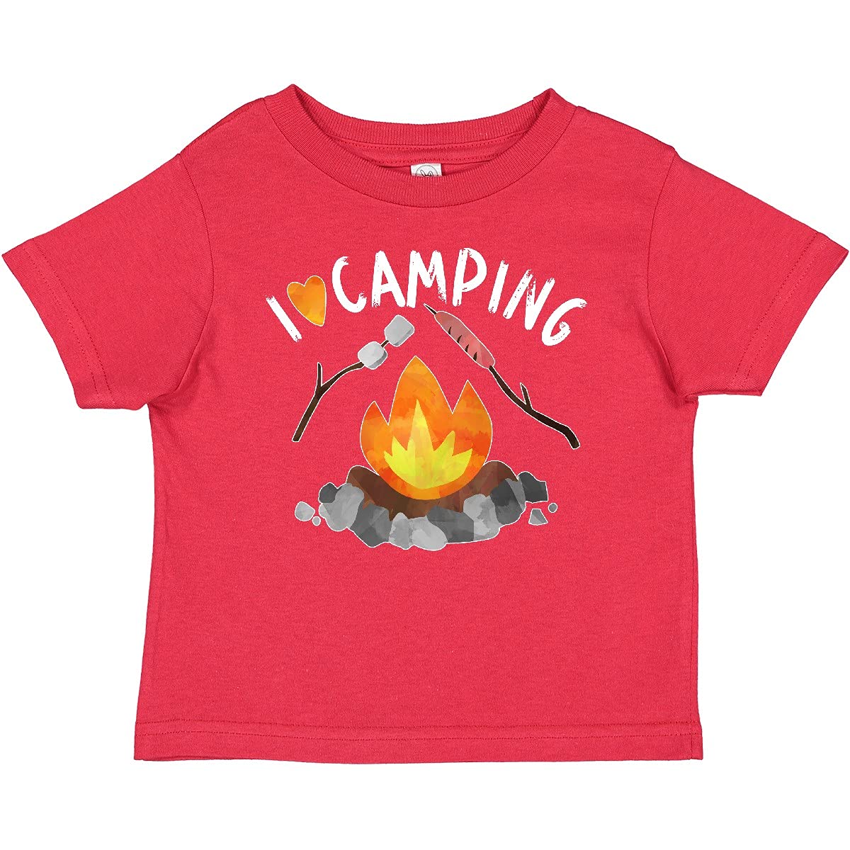 Inktastic I Love Camping Baby T-Shirt - Cute Campfire, Hot Dog & Marshmallows Design - Perfect for Outdoor Adventures & Family Camping Trips