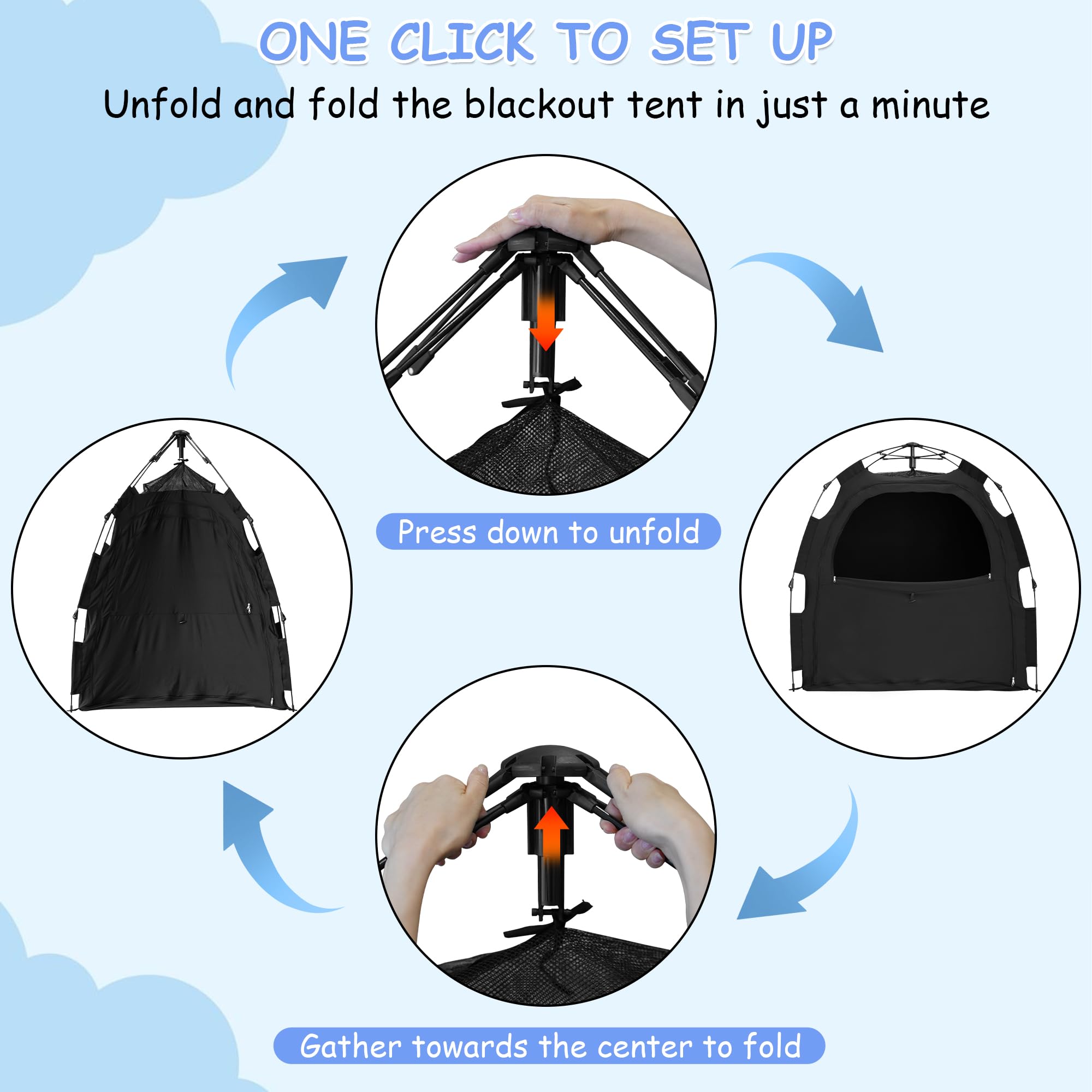 Portable Baby Sleep Tent for Pack N Play - Easy One-Click Assembly, Breathable & Light Blocking Nursery Pod for Infants & Toddlers - Perfect for Travel, Daycare & Nap Time