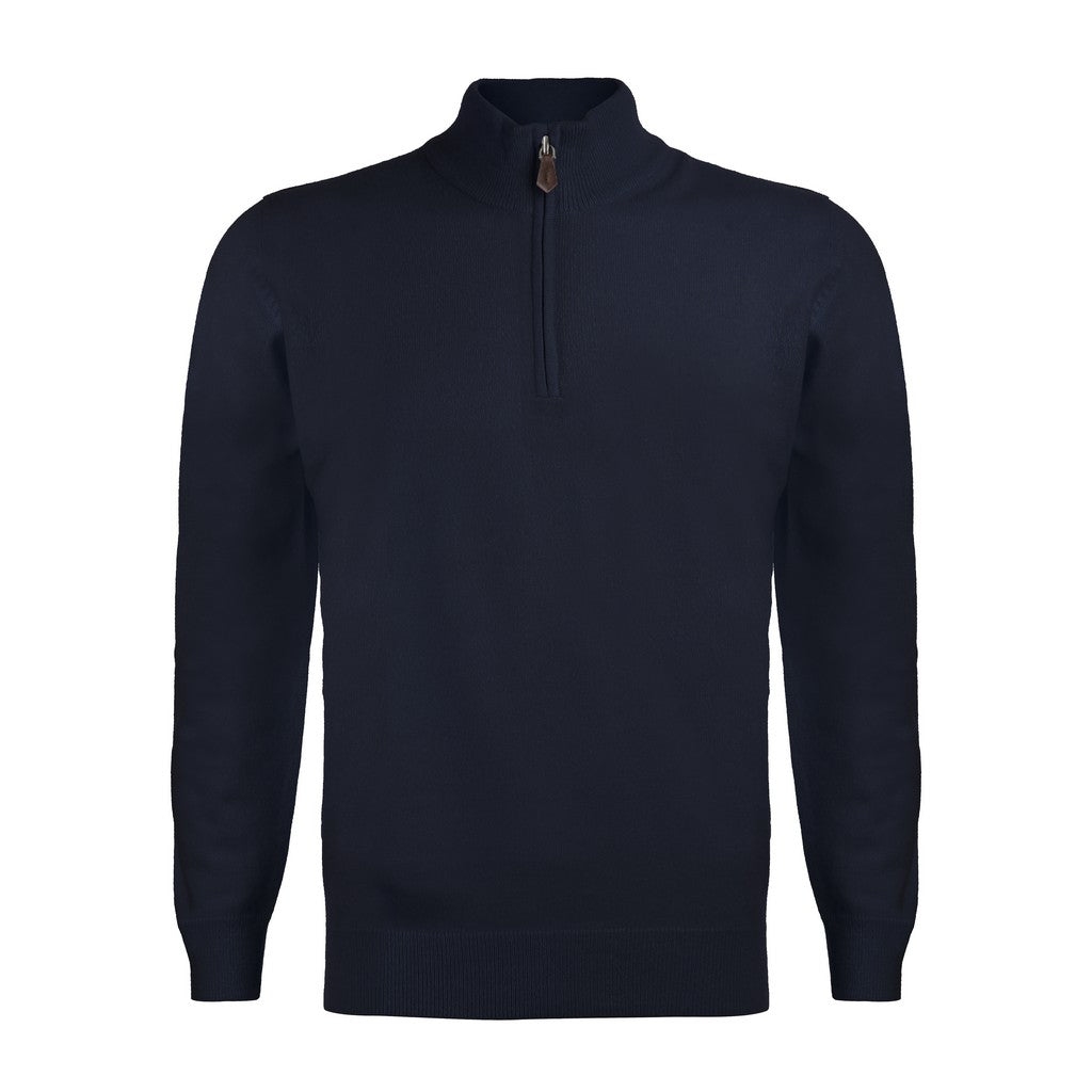 Premium 12GG Cashmere Quarter Zip Sweater for Men - Navy Blue | Warm & Soft Winter Pullover | Ideal for Office, Travel & Casual Outfits