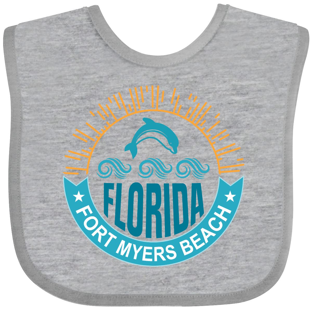 Inktastic Fort Myers Beach Florida Vacation Baby Bib - Soft Cotton Drool Bib for Infants & Toddlers - Perfect for Beach Trips, Family Outings & Photo Shoots