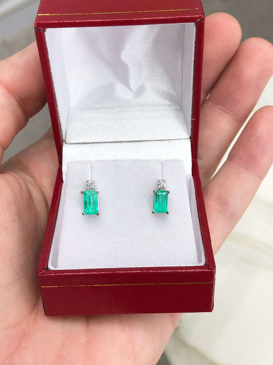 1.56tcw Natural Round Earth Mined Emerald and Diamond Stud Earrings in 14K Gold - Elegant Jewelry for Women, Perfect for Weddings, Parties & Special Occasions