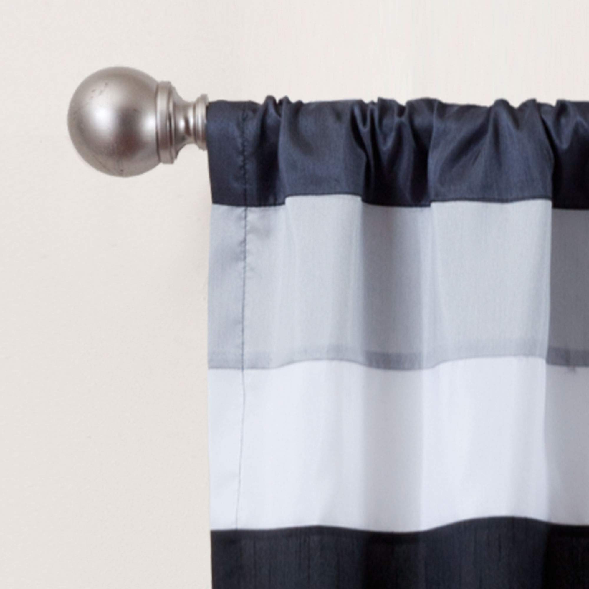 Lush Decor Triangle Home Fashions 19341 Iman Valance - Black and White Window Valance Curtain for Living Room, Bedroom & Kitchen Decor