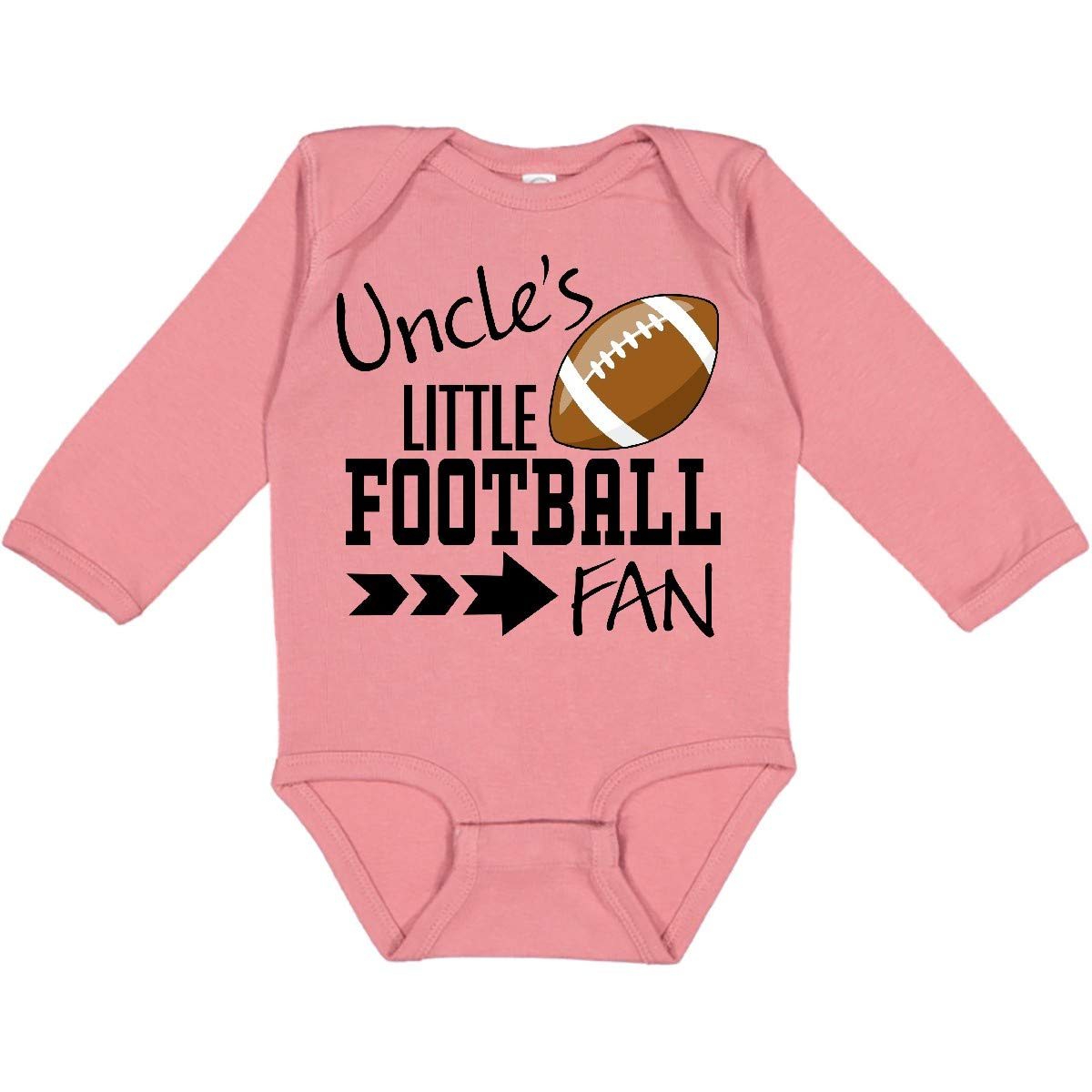 Inktastic Uncle's Little Football Fan Baby Long Sleeve Bodysuit - Soft Cotton Creeper for Game Day & Family Photos (Newborn to 24 Months)