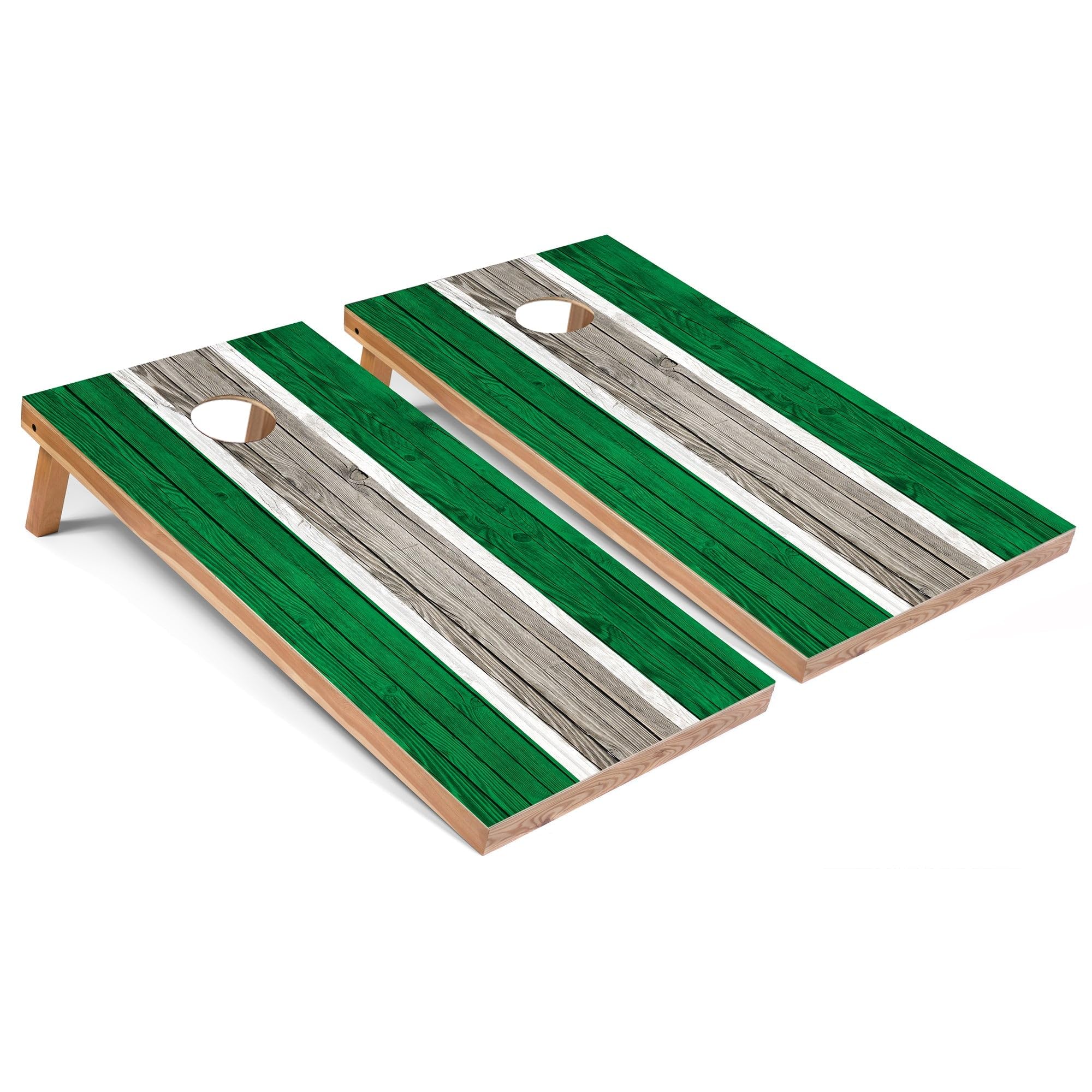 Kelly Striped Regulation 2x4 Corn Hole Board Game Set with 8 Bean Bags - Premium Outdoor Lawn Game for Backyard, Tailgating, and Beach Parties - Perfect for Family Gatherings and BBQs