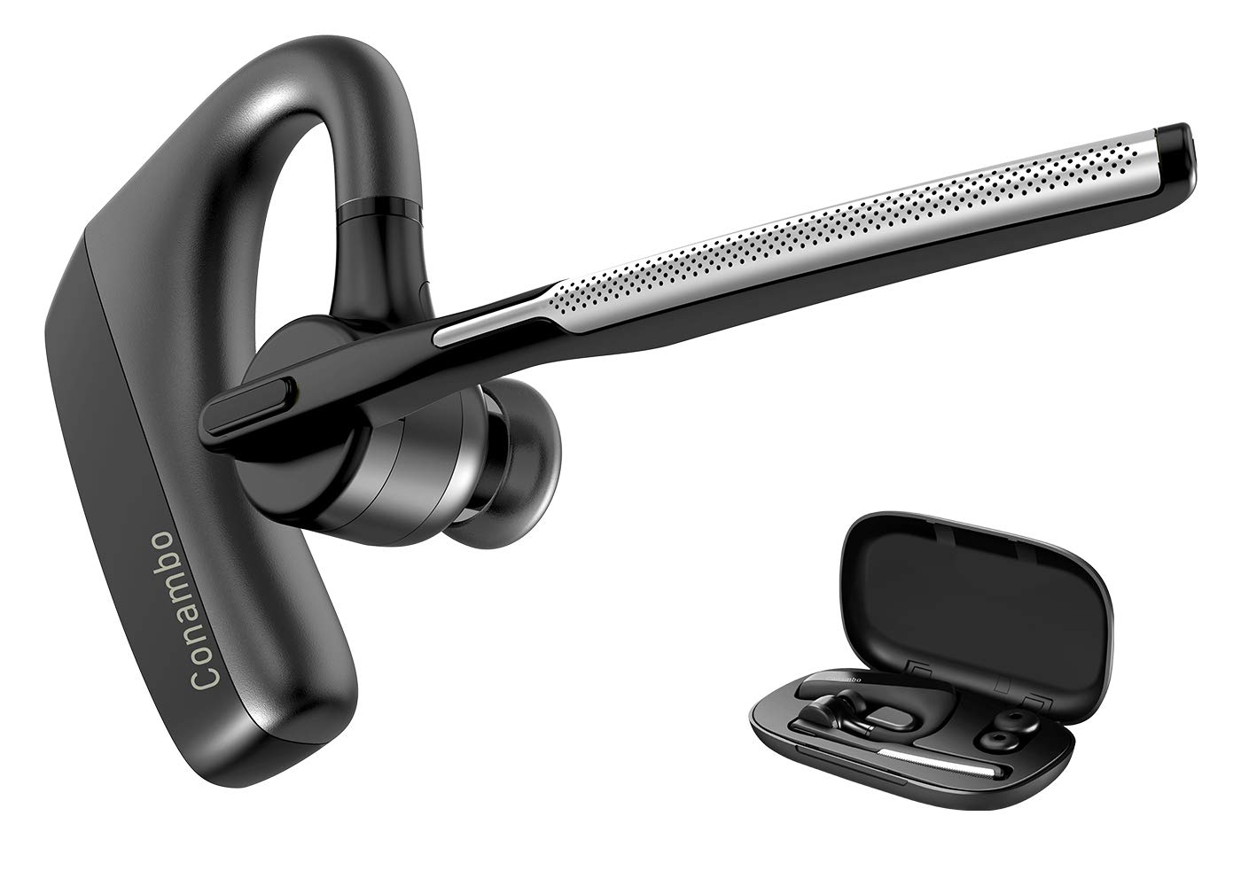 CONAMBO Bluetooth Headset V5.1 Wireless Earpiece - 16 Hours HD Talk Time, CVC8.0 Noise Cancelling, Dual Mic Hands-Free for iPhone Android Smartphones - Perfect for Driving, Business Calls & Office Use