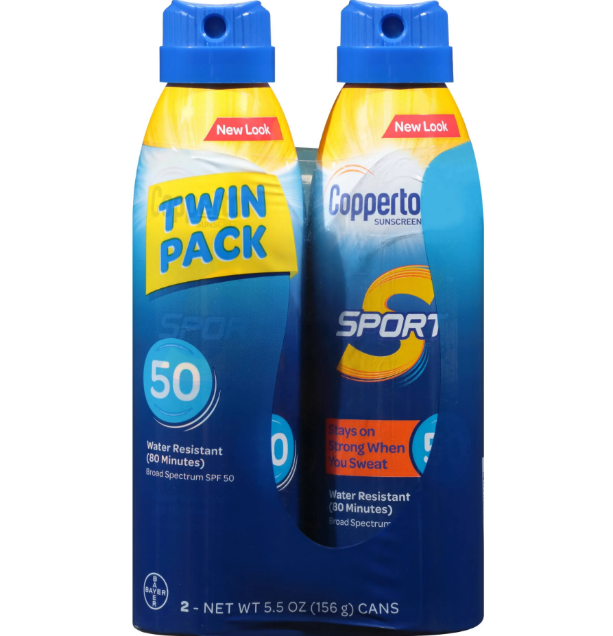Coppertone Sport Continuous Spray Sunscreen SPF 50, Broad Spectrum Water Resistant, Pack of 2 - Perfect for Outdoor Activities, Swimming & Beach Days