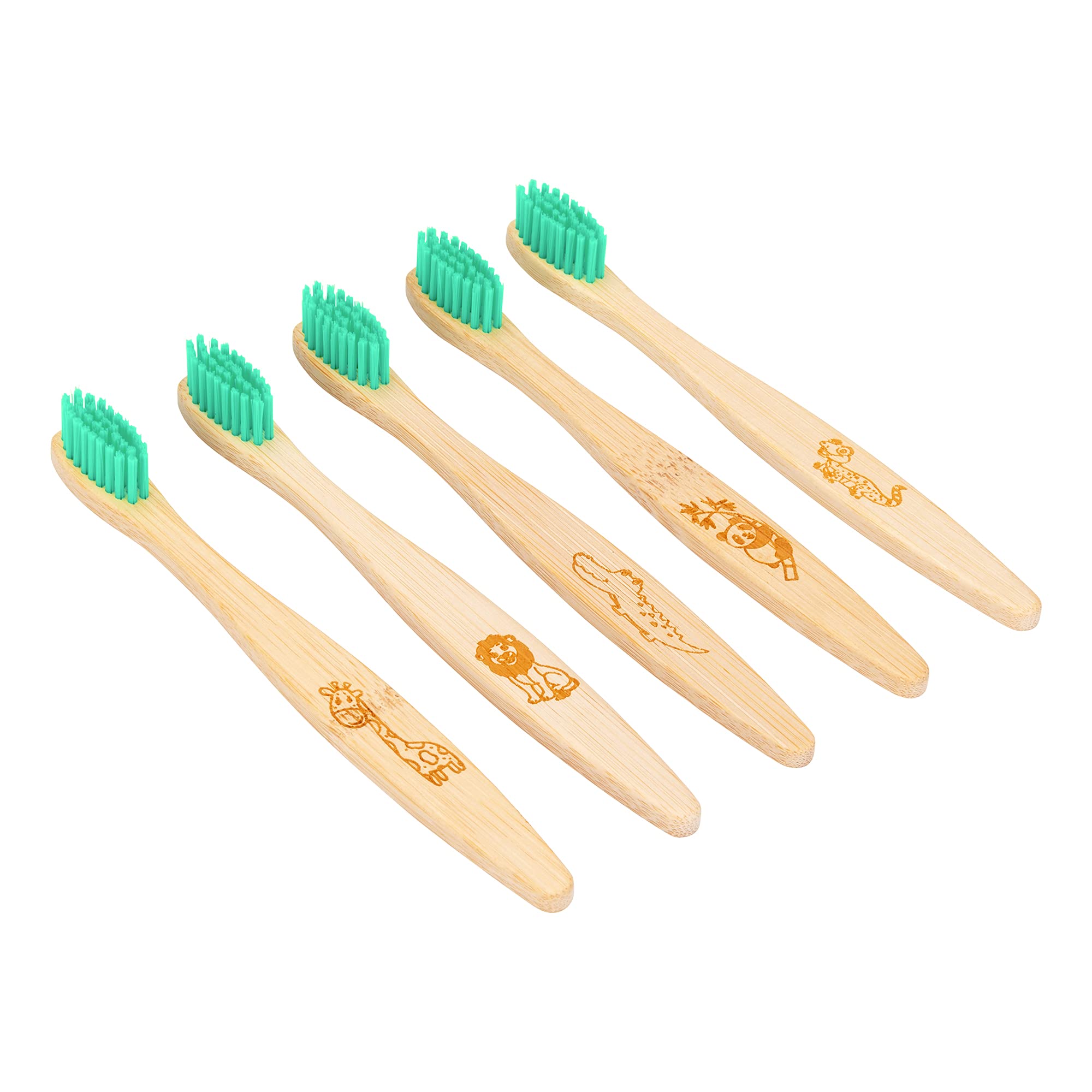 EcoShoots Kids Bamboo Toothbrushes - Super Soft Bristles, Pack of 5 | Eco-Friendly Natural Wooden Toothbrush for Children | Organic Biodegradable Handle, BPA Free | Perfect for Travel, School & Daily Oral Care
