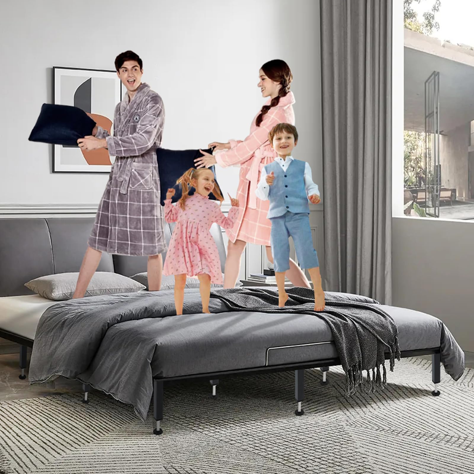 4 Pcs Adjustable Heavy Duty Bed Frame Support Legs - King Size Bed Reinforcement Kit, Sofa & Table Furniture Legs Replacement - Perfect for Bedroom, Living Room & Office Use