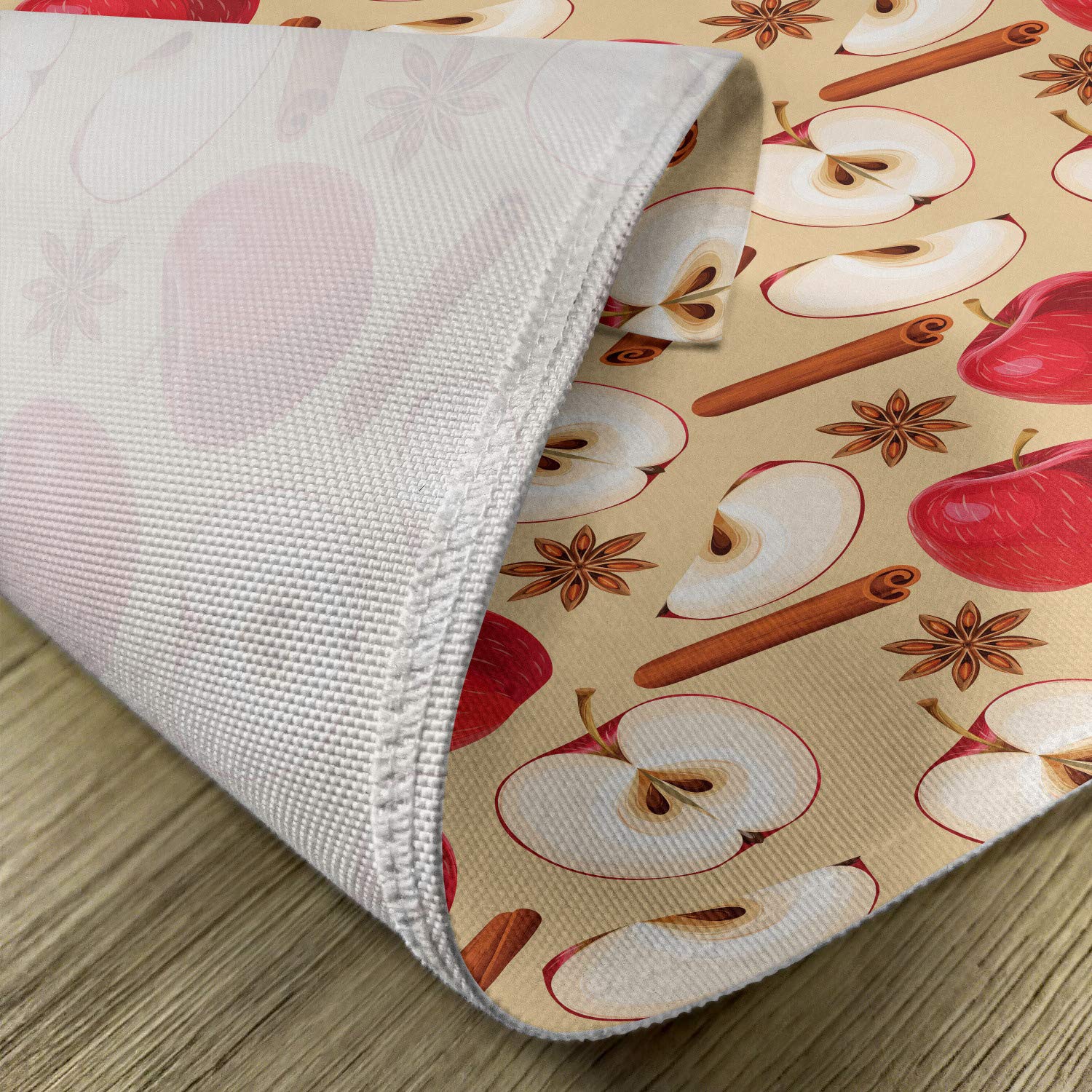 Ambesonne Apple Place Mats Set of 4 - Quartered & Halved Apples with Cinnamon Sticks Design, Washable Fabric Table Mats for Dining Room & Kitchen Decor (Beige Cinnamon Red) - Perfect for Fall Decorations, Thanksgiving Dinner & Cozy Family Gatherings