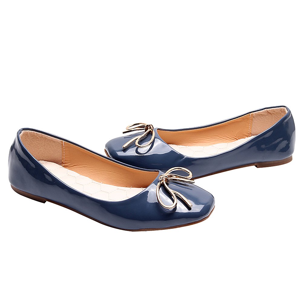 ANUFER Women's Comfortable Square Toe Ballet Flats with Bow Tie - Cute Dolly Shoes for Work, Office, and Casual Wear