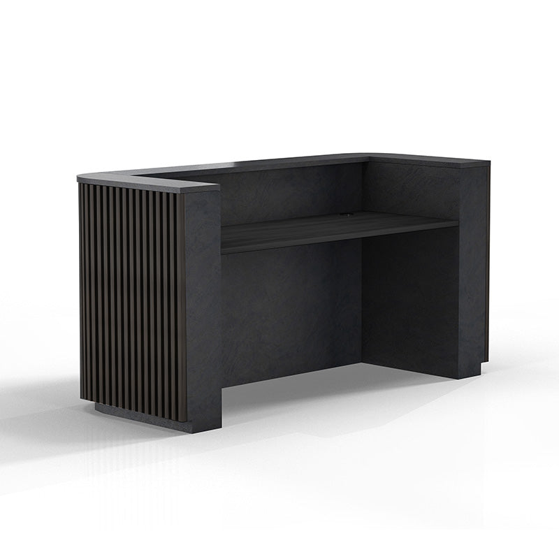 Premium HALO 180cm Black Reception Desk - Modern Office Furniture for Hotels, Clinics & Corporate Lobbies - Durable & Stylish Front Desk Solution