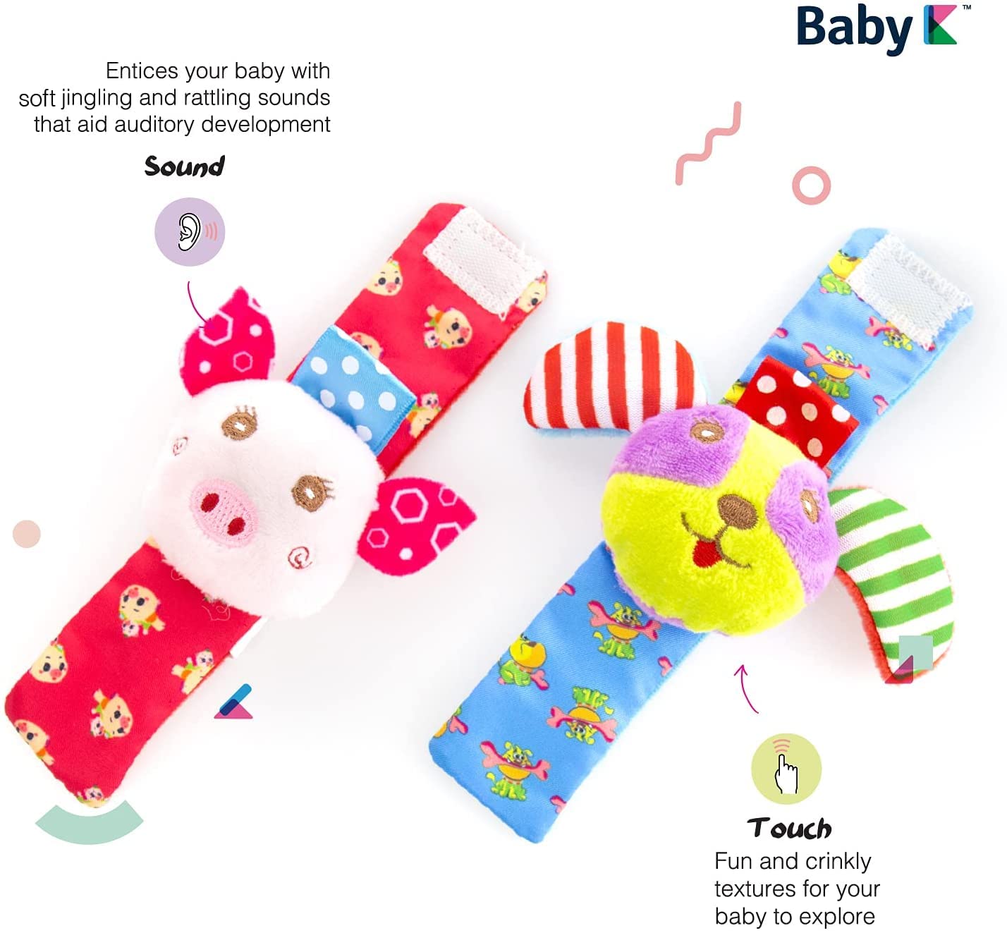 Baby Rattle Socks for Boys & Girls - Zoo Animal Foot & Wrist Rattles - Soft Infant Toys 6-12 Months - Perfect Newborn Baby Shower Gift - Easy Wear Sensory Toys for Crawling & Tummy Time Play