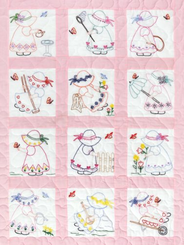 Jack Dempsey Needle Art Girls 9-Inch Nursery Quilt Blocks - Handmade Patchwork for Baby Room Decor & Nursery Bedding